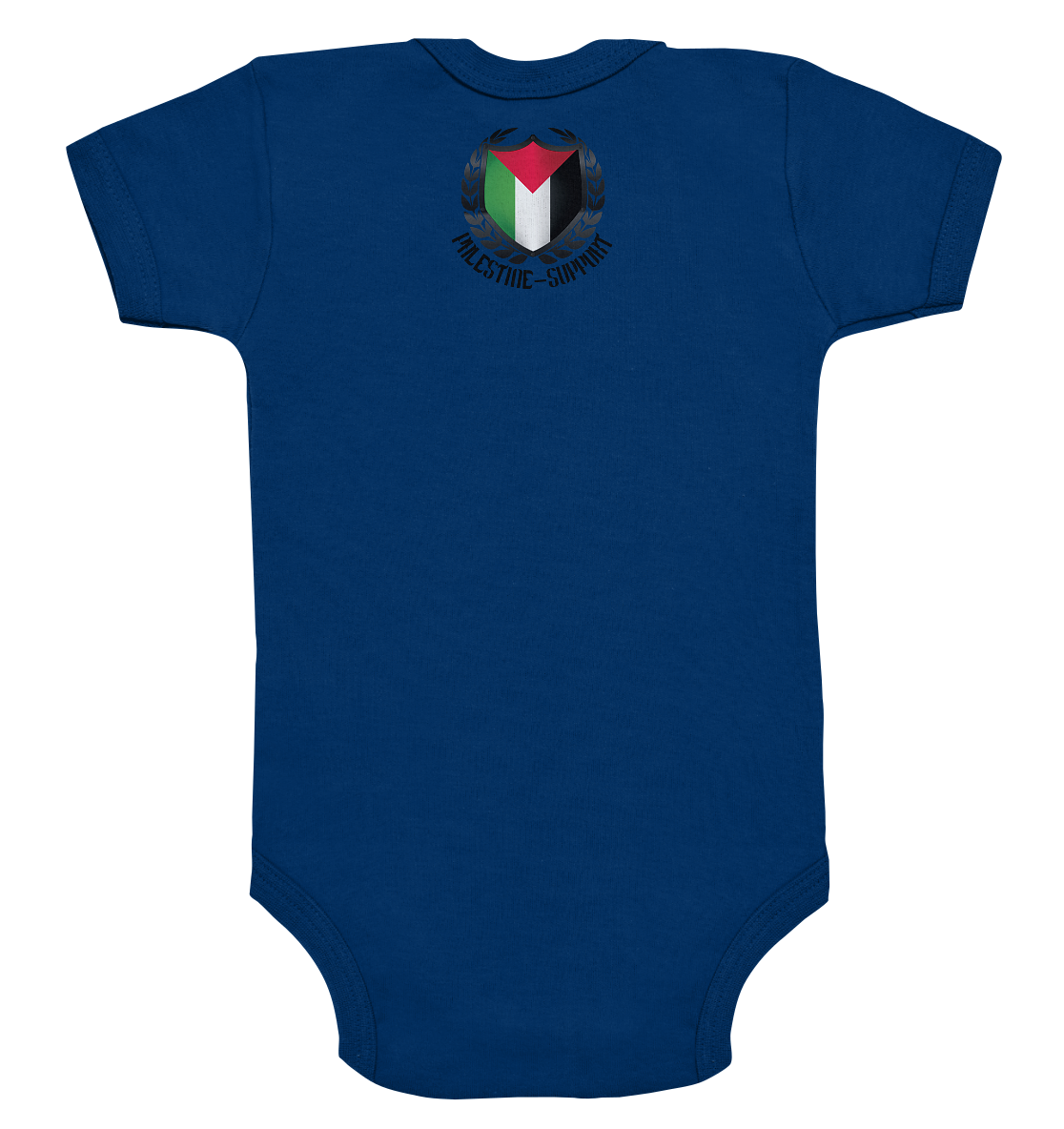 Strampler Rückseite mit Motiv des Palestine Support Logos für Babys in Nautical Navy