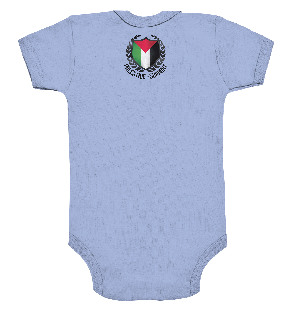 Strampler Rückseite mit Motiv des Palestine Support Logos für Babys in Dusty Blue