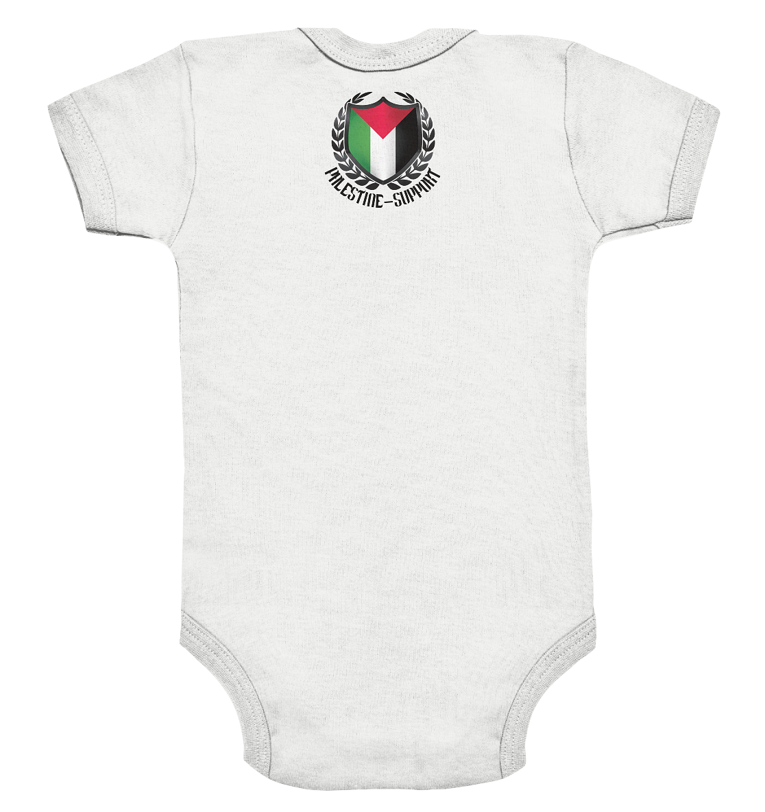Strampler Rückseite mit Motiv des Palestine Support Logos für Babys in White
