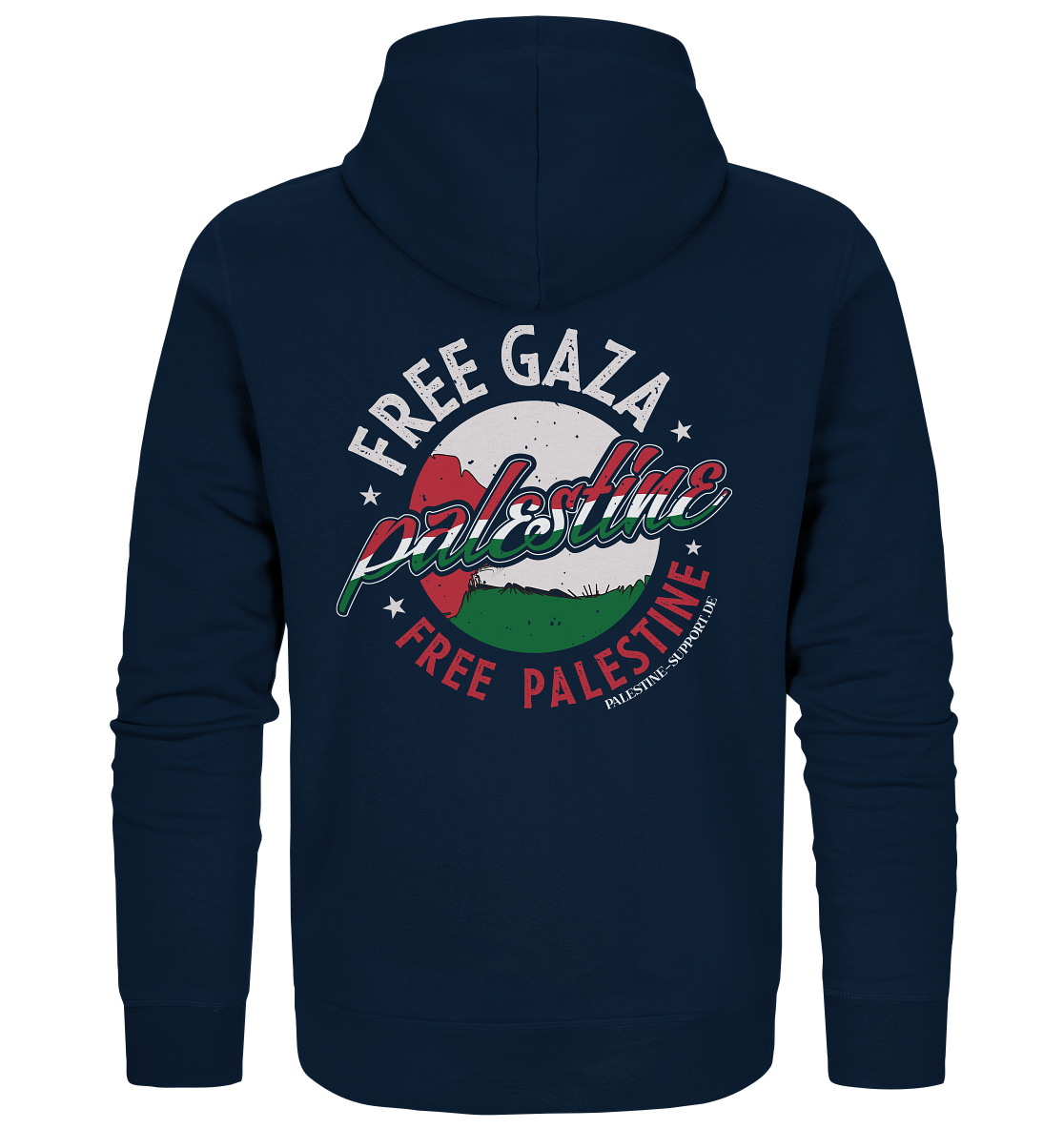 Herren Zipper mit Free Gaza und Free Palestine verwaschene Formschrift in French Navy