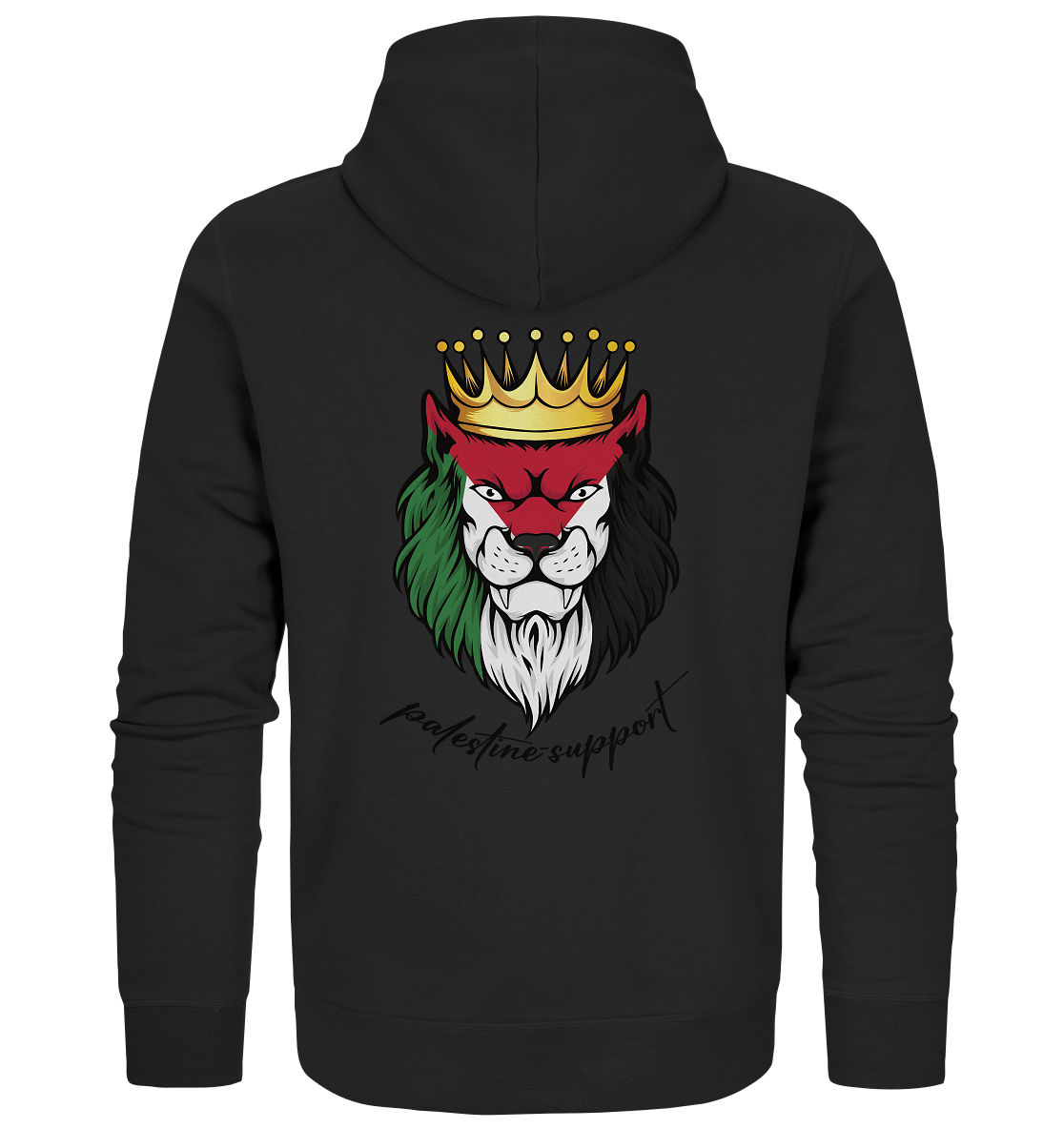 Herren Zip-Hoodie mit Kapuze in Gaza Löwen Motiv in Black