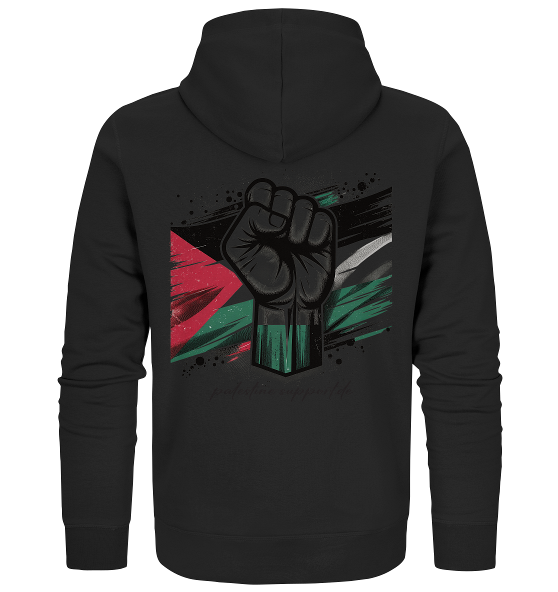 Streetwear Zipper mit free Gaza Widerstand und Flaggen Symbol in Black