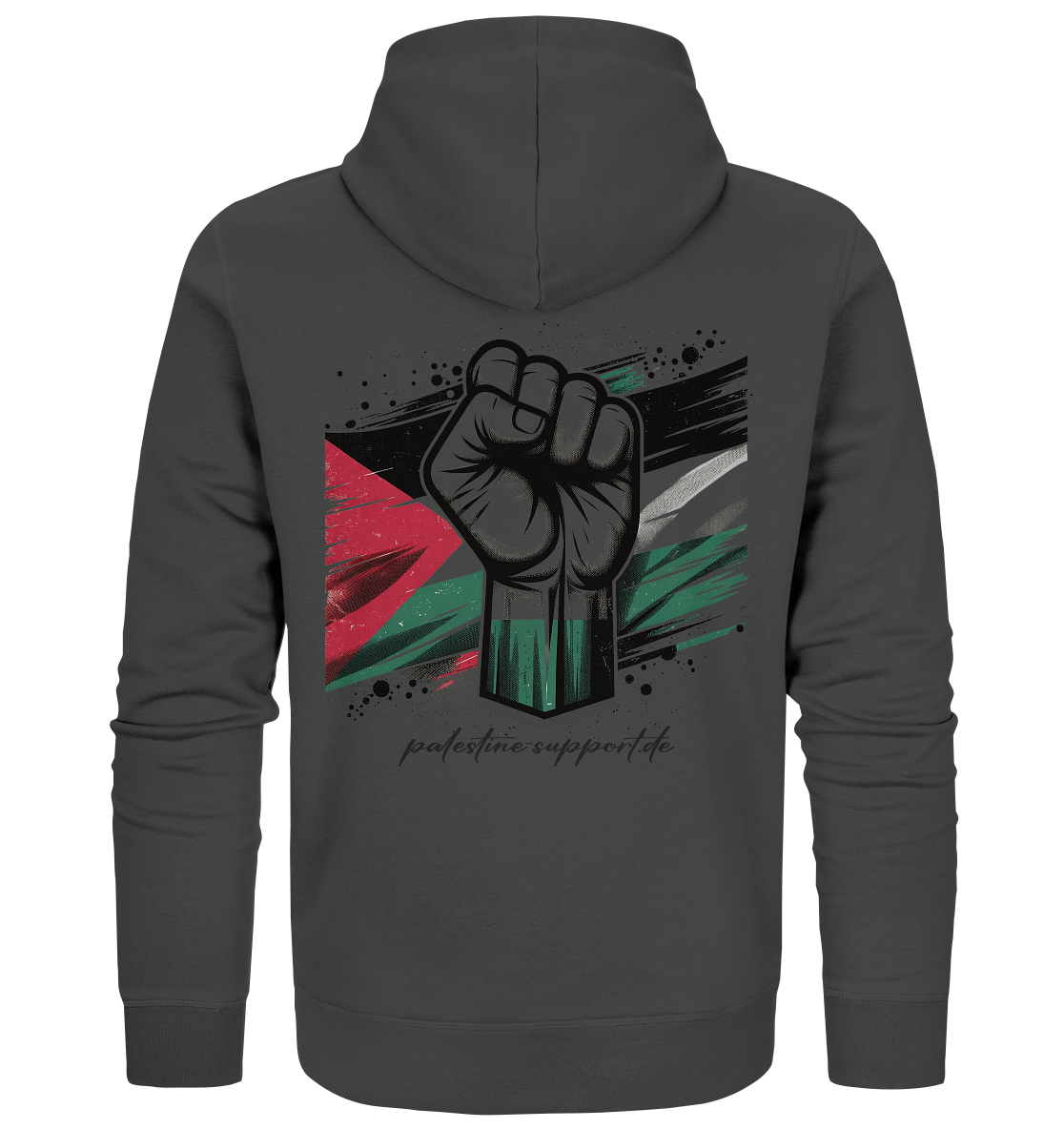 Streetwear Zipper mit free palestine Widerstand und Flaggen Symbol in Anthracite