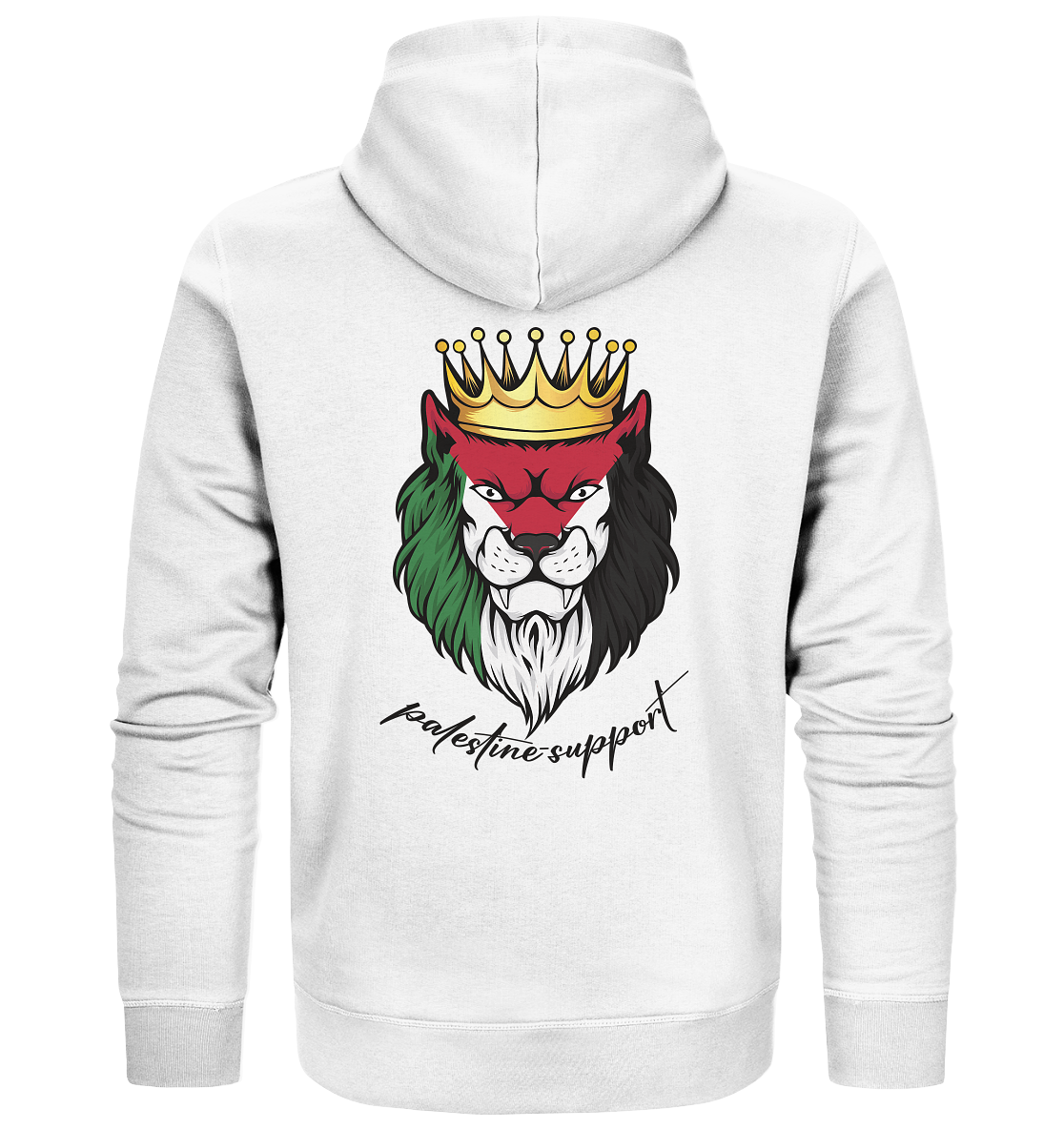 Herren Hoodie mit Zipper mit Gaza Lion Motiv in White