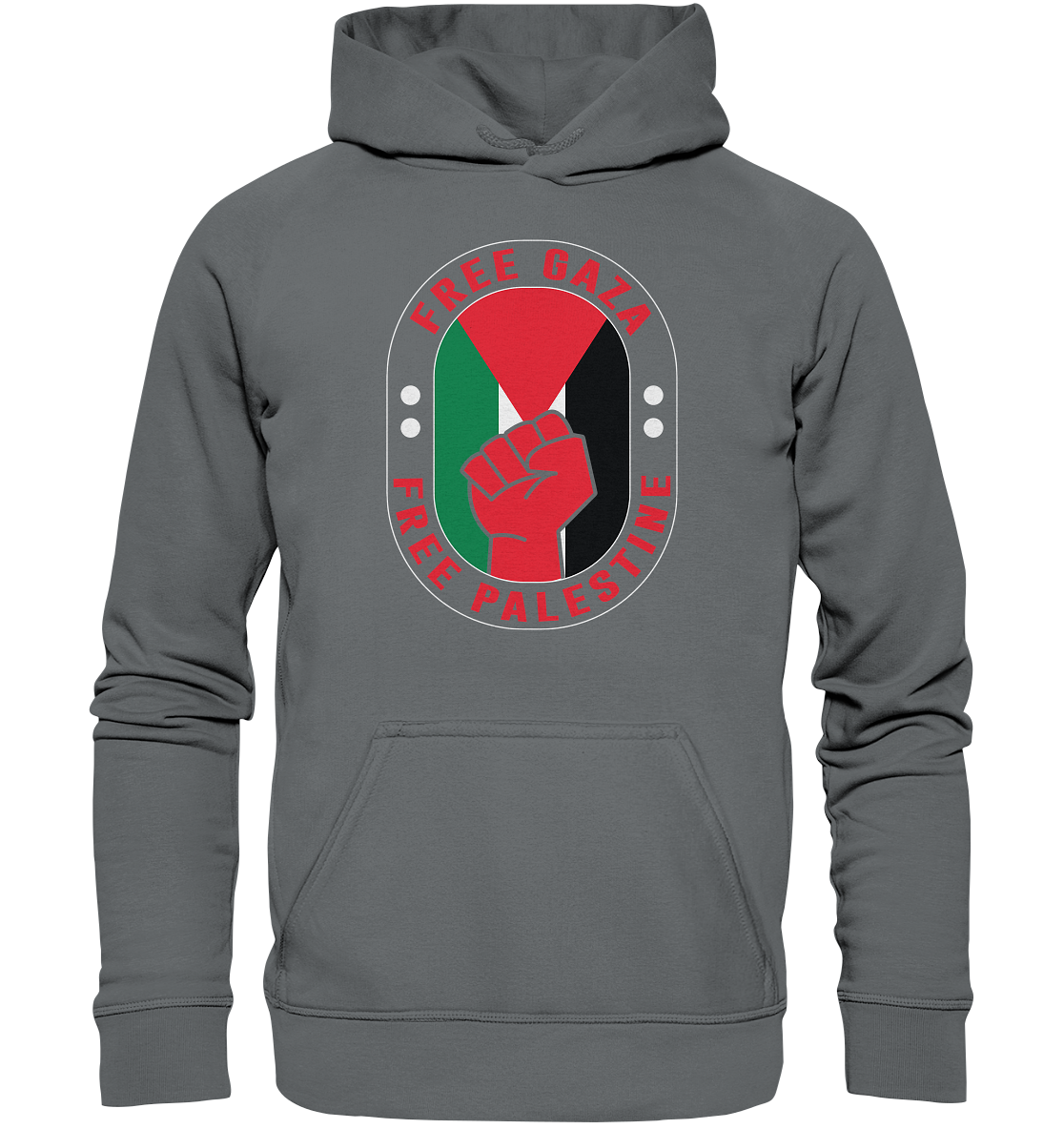Unisex Bekleidung Hoodie mit Free Gaza Widerstand Style in Matt Silber
