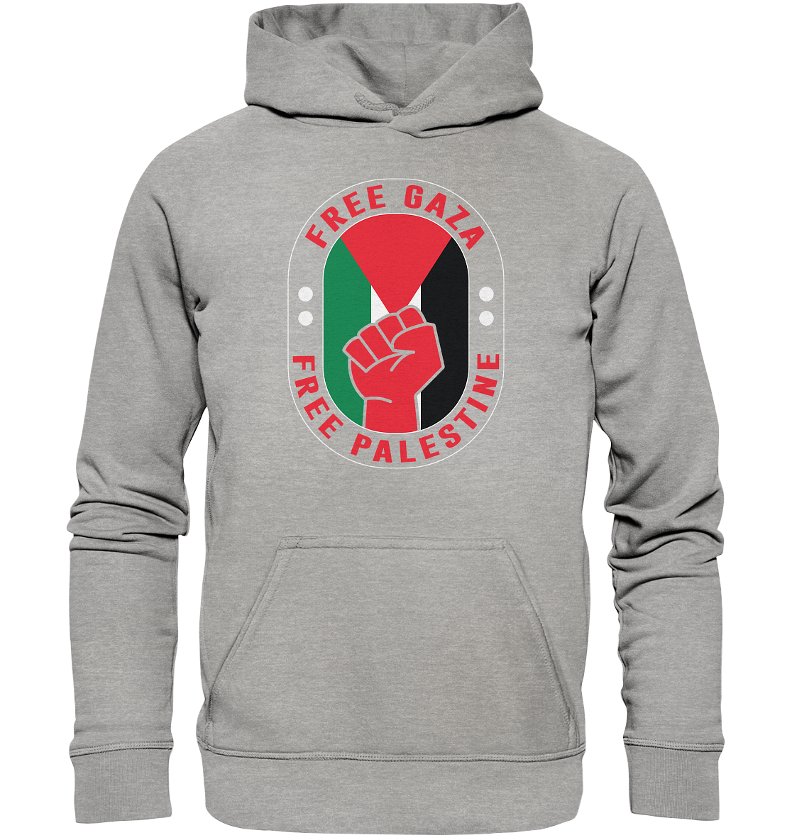 Unisex training Hoodie mit Free Gaza und Free Palästina Style in hell Grau