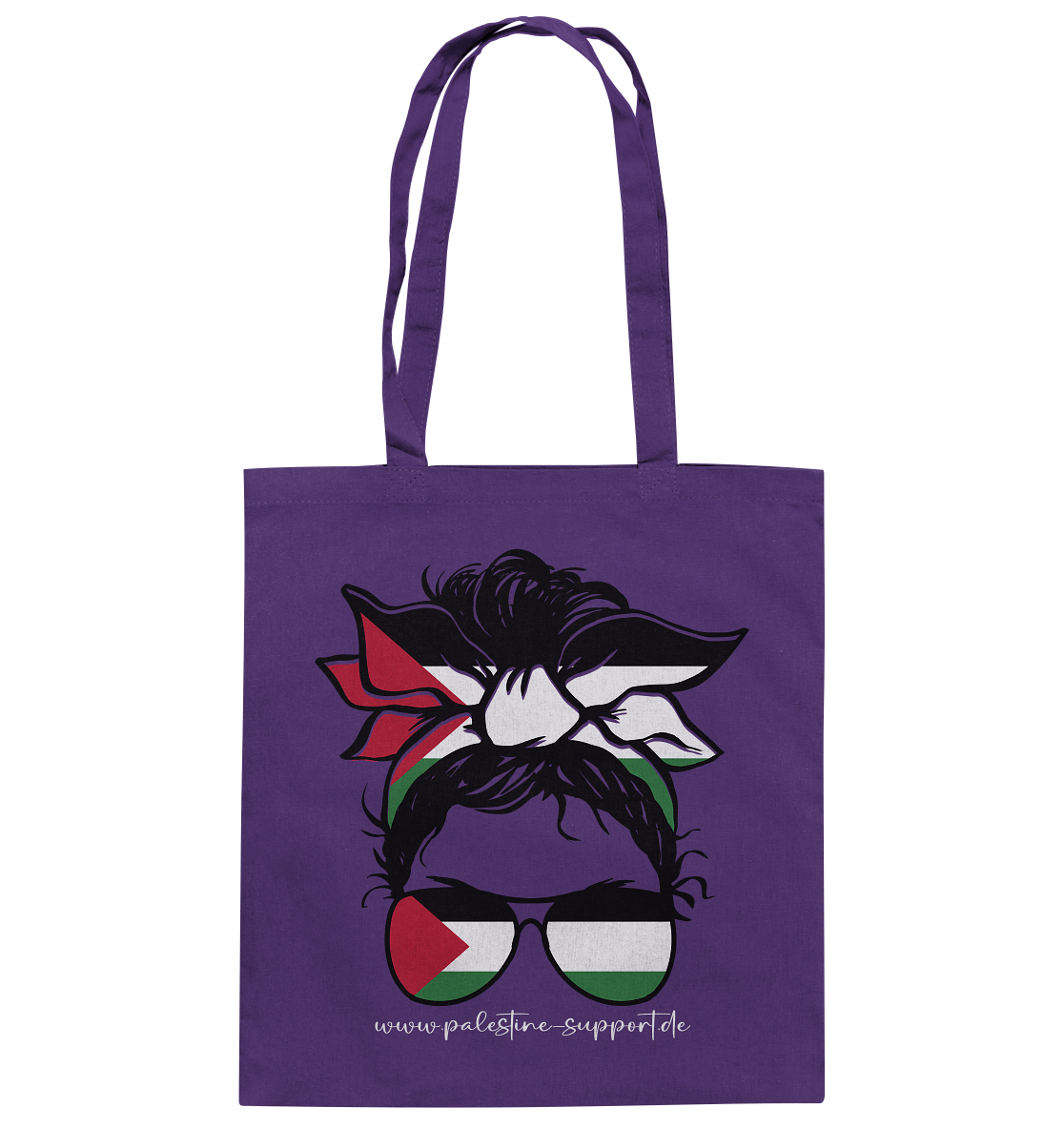 Stofftasche aus 100% Baumwolle mit Motiv einer Frau in Gaza-Bandana in Purple