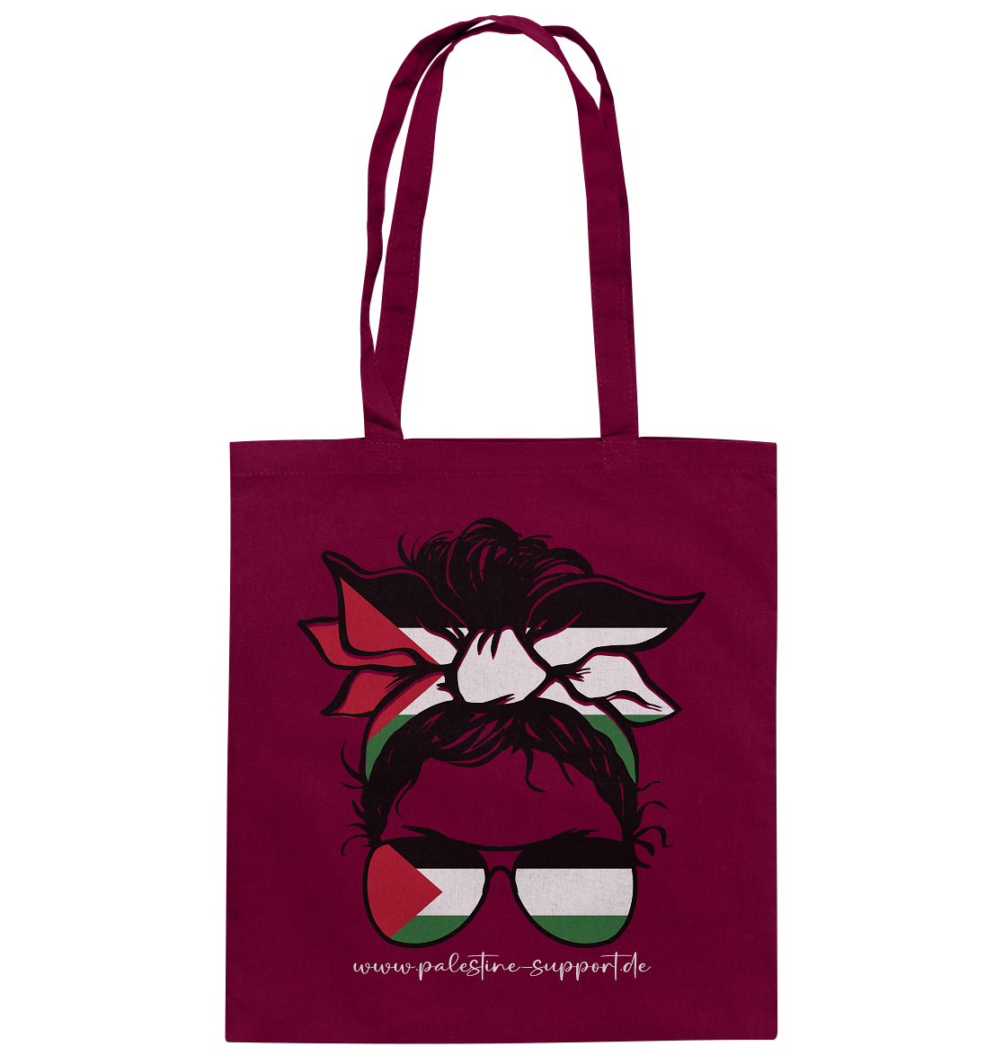 Stofftasche aus 100% Baumwolle mit Motiv einer Frau in Gaza-Bandana in Burgundy