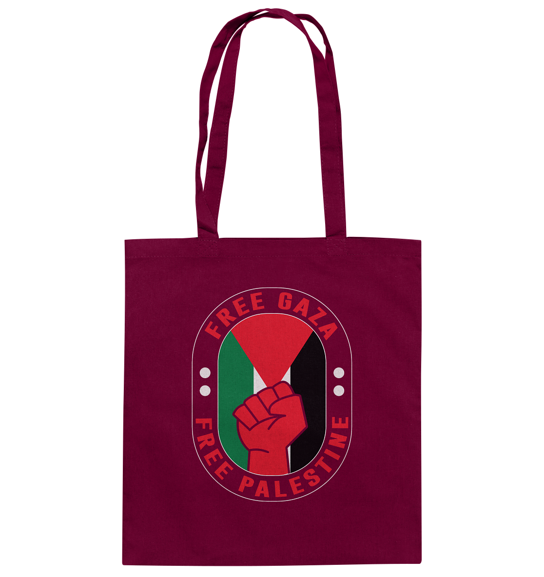 Shopping Tasche mit Free Gaza Schriftzug und Palästina Flagge in Baumwolle