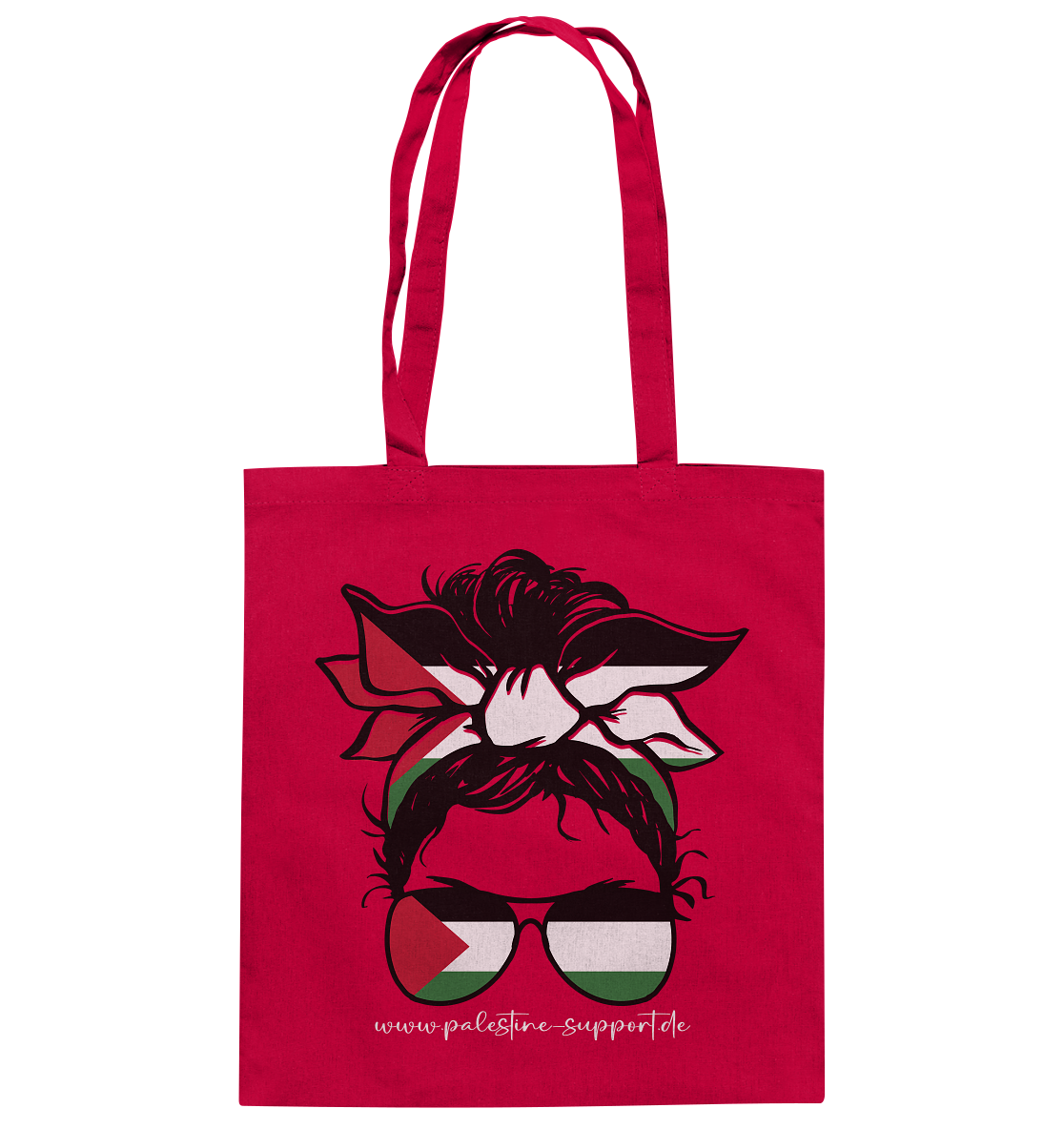 Stofftasche aus 100% Baumwolle mit Motiv einer Frau in Gaza-Bandana in Classic Red