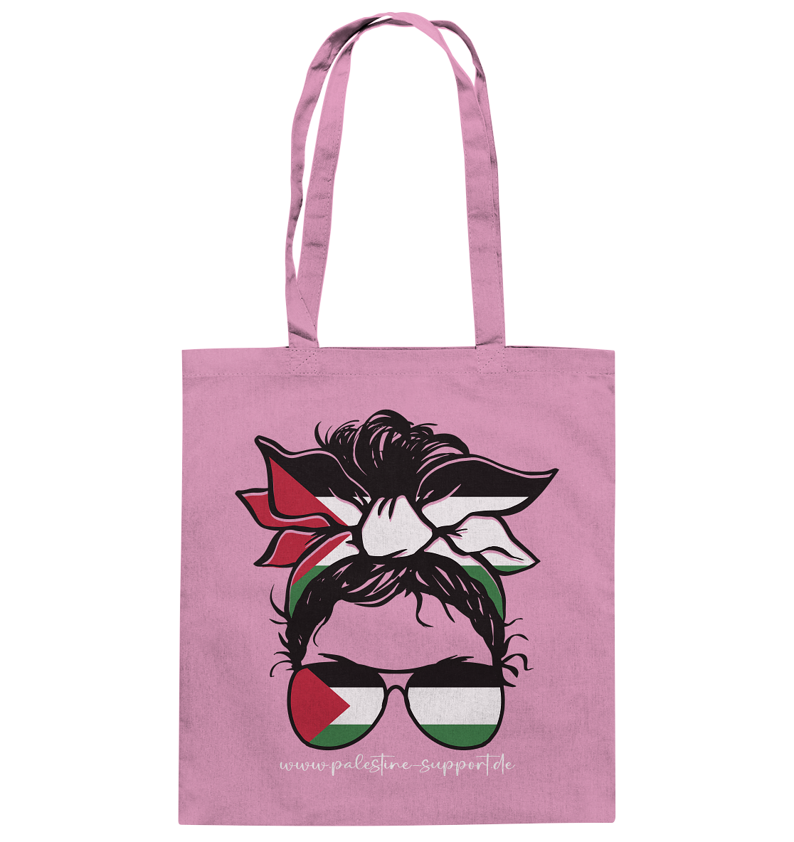 Stofftasche aus 100% Baumwolle mit Motiv einer Frau in Gaza-Bandana in Classic Pink