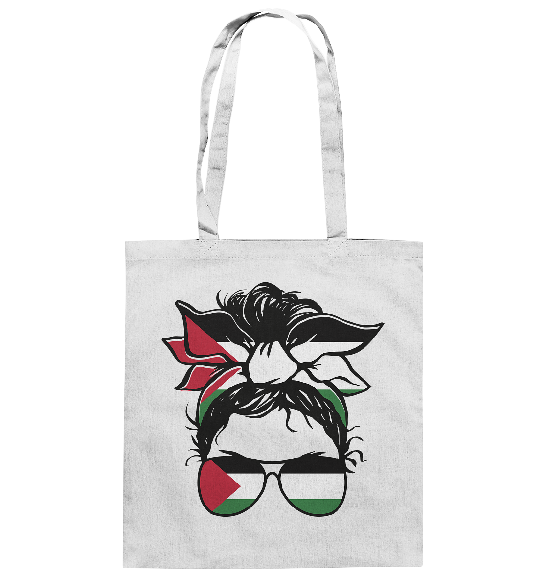 Stofftasche aus 100% Baumwolle mit Motiv einer Frau in Gaza-Bandana in White