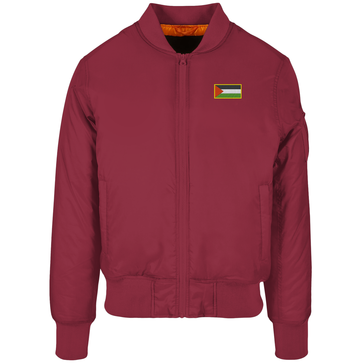 Bomberjacke gestickt in Palästina Style in Bordeaux Rot