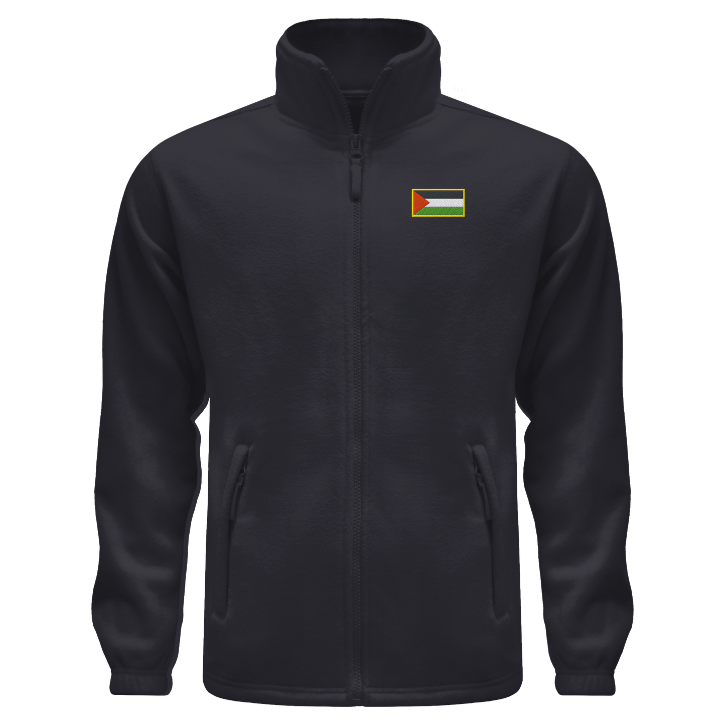 Fleece Jacke gestickt mit Gaza Flagge in Schwarz