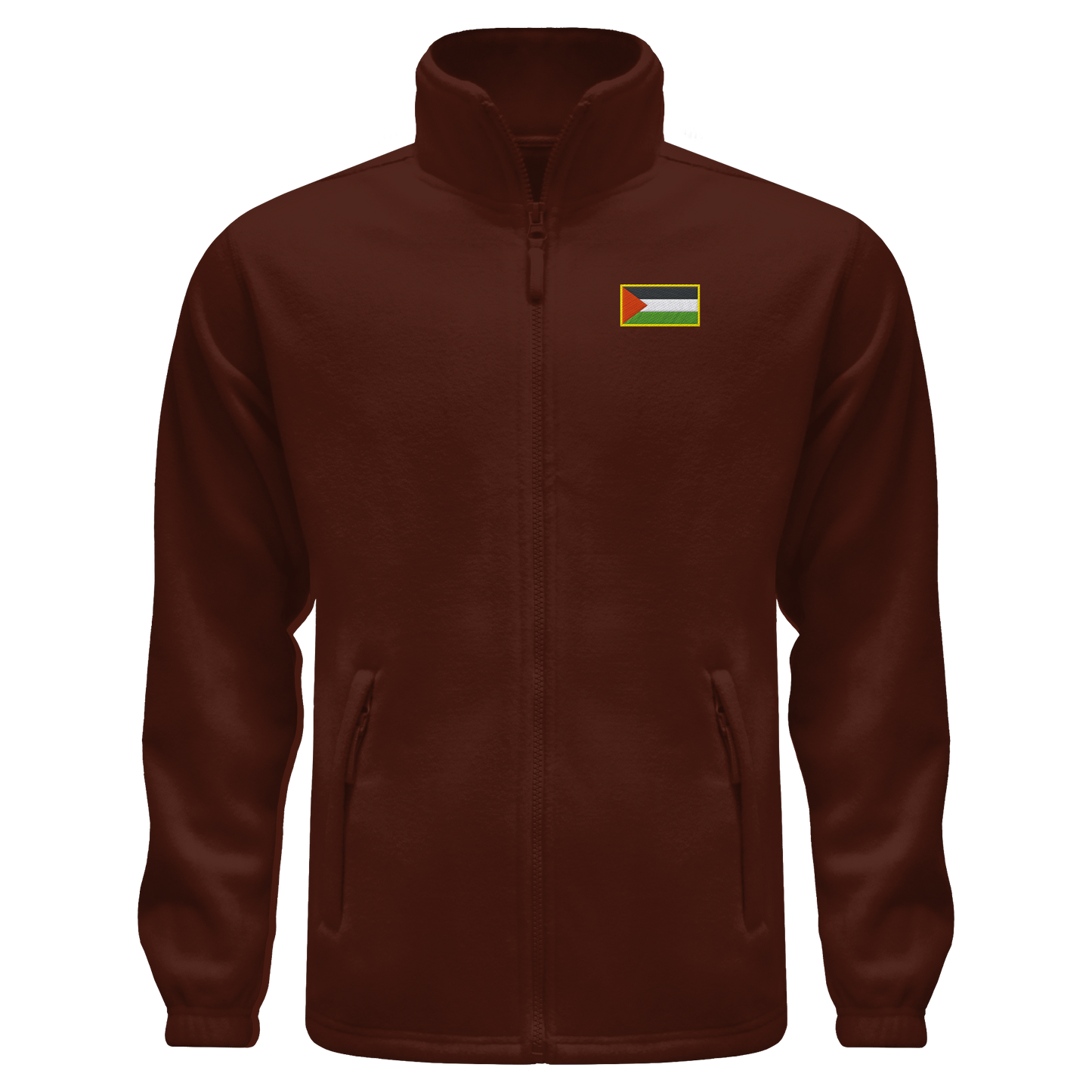 Fleece Jacke gestickt mit Gaza Fahne in Dark Chocolate