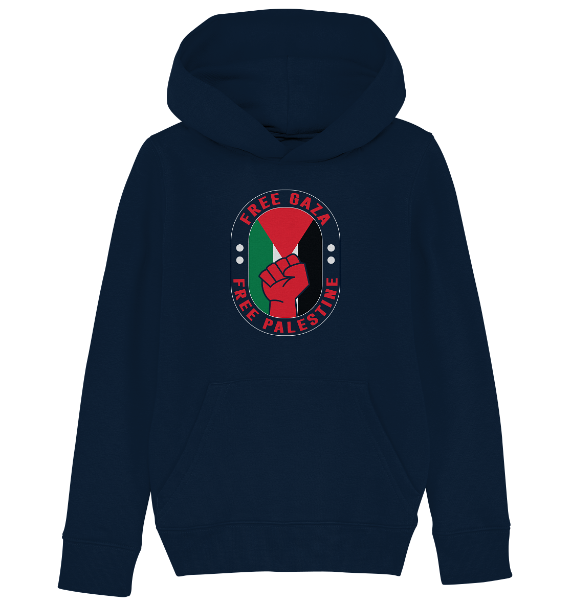 Kinder Hoodie mit Free Gaza und Free Palästina Style in french Navi