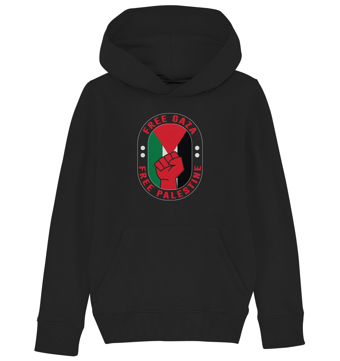 Kinder sport Hoodie mit Free Gaza und Free Palästina Style in Schwarz