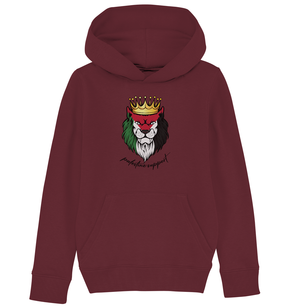 Kids Kaputzen Hoodie mit Palestine Lion Motiv in Burgundy