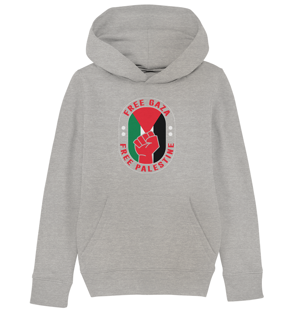 Kinder Sport Hoodie mit Free Gaza und Widerstand Elementen in Trainings Grau