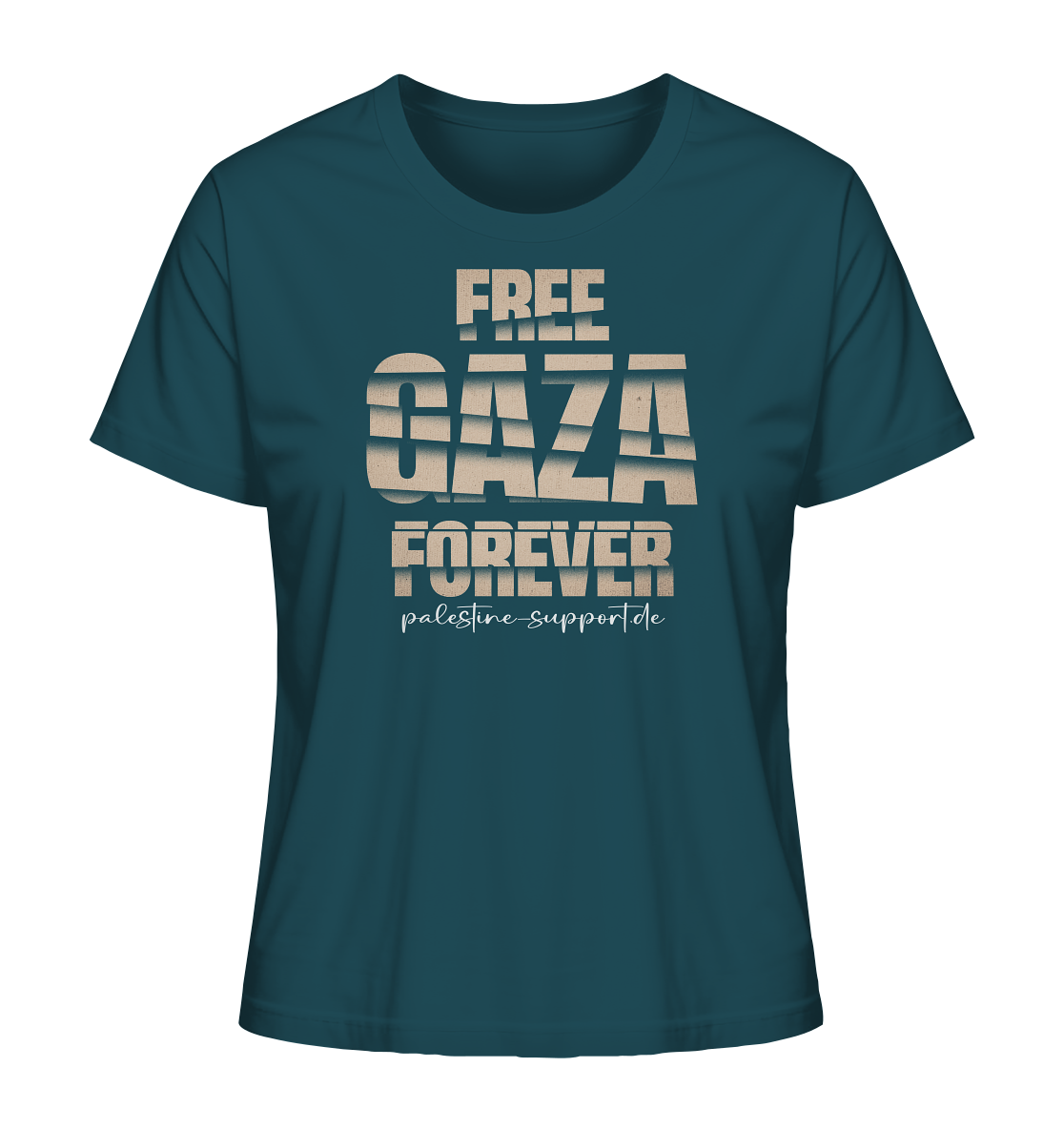 Free Gaza - Damen Shirt mit palestine-support und Free Gaza Forever Gold-Schriftzug in Gitter Style in Stargazer