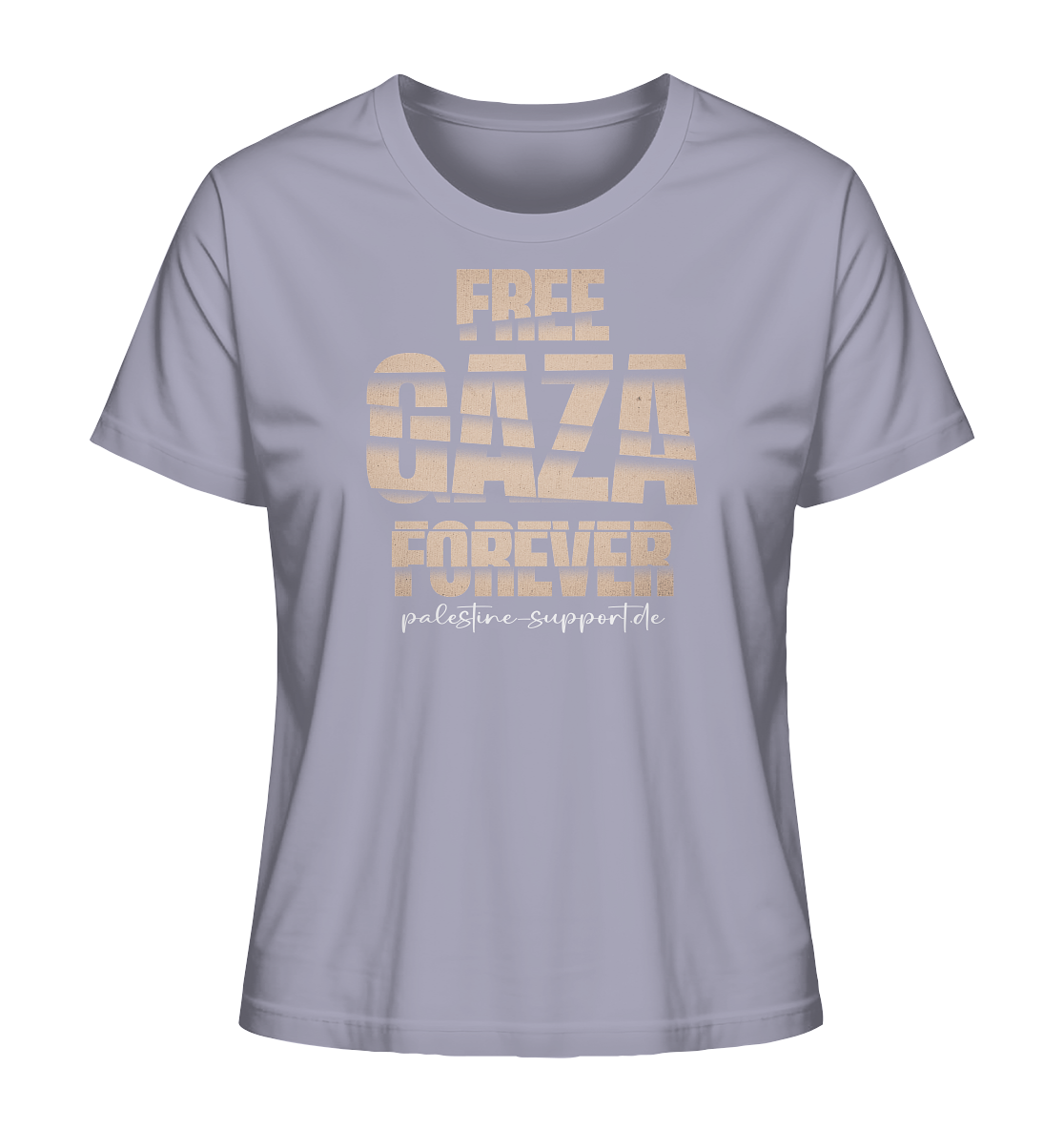 Free Gaza - Damen Shirt mit palestine-support und Free Gaza Forever Gold-Schriftzug in Gitter Style in Lavender
