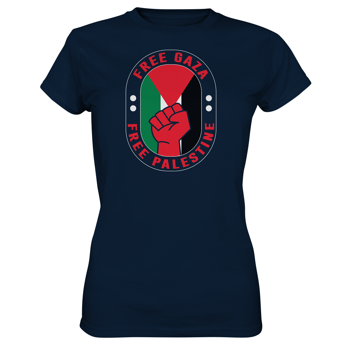 Damen T-Shirt mit Free Gaza Schriftzug in dunkel grau