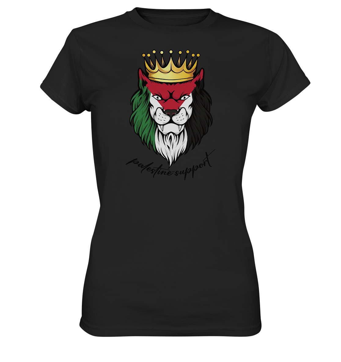 Damen Tshirt mit Gaza Löwen Motiv in Black