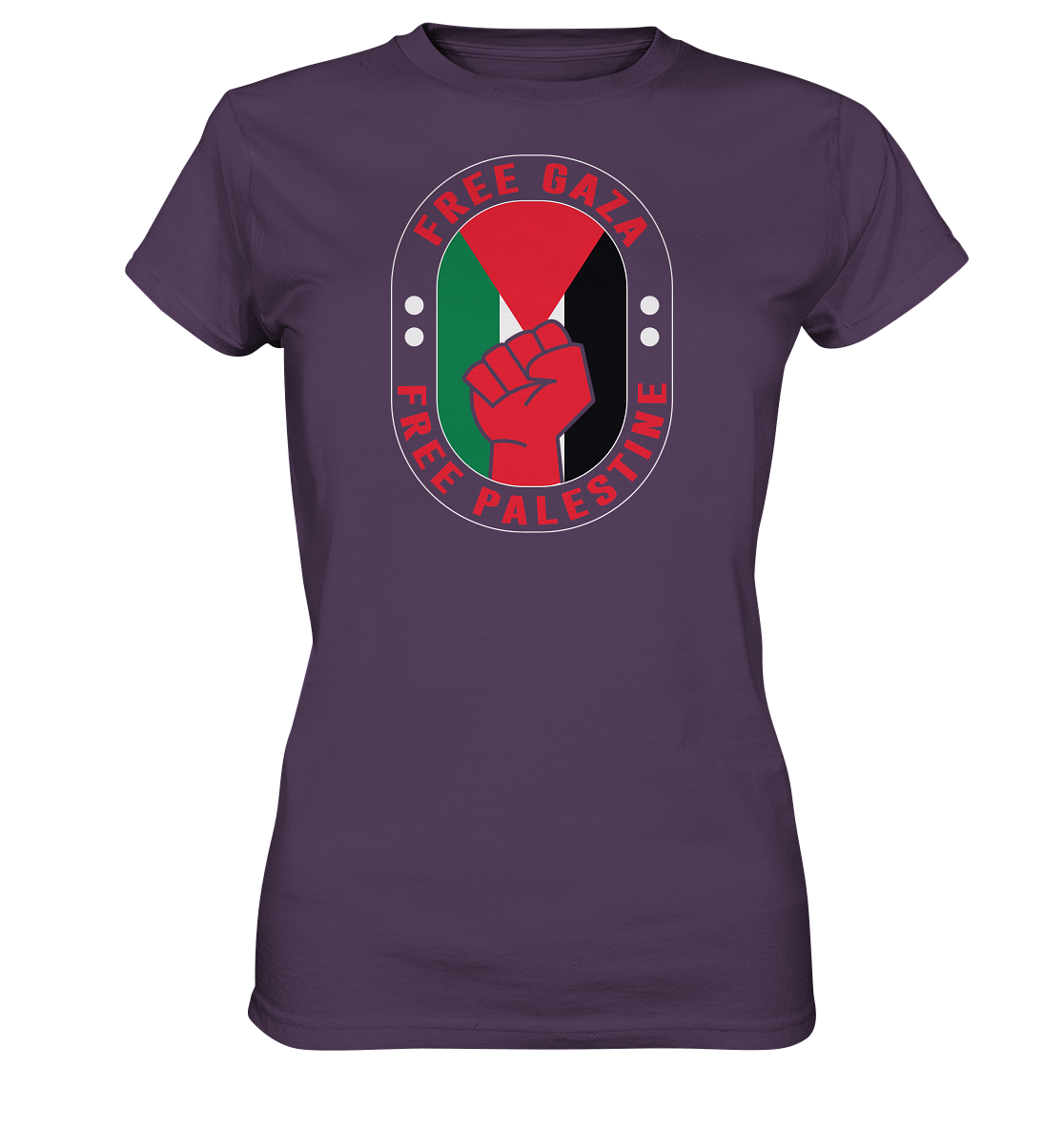 Damen Shirt mit Free Gaza und Palästina Flaggen Style in uban purple