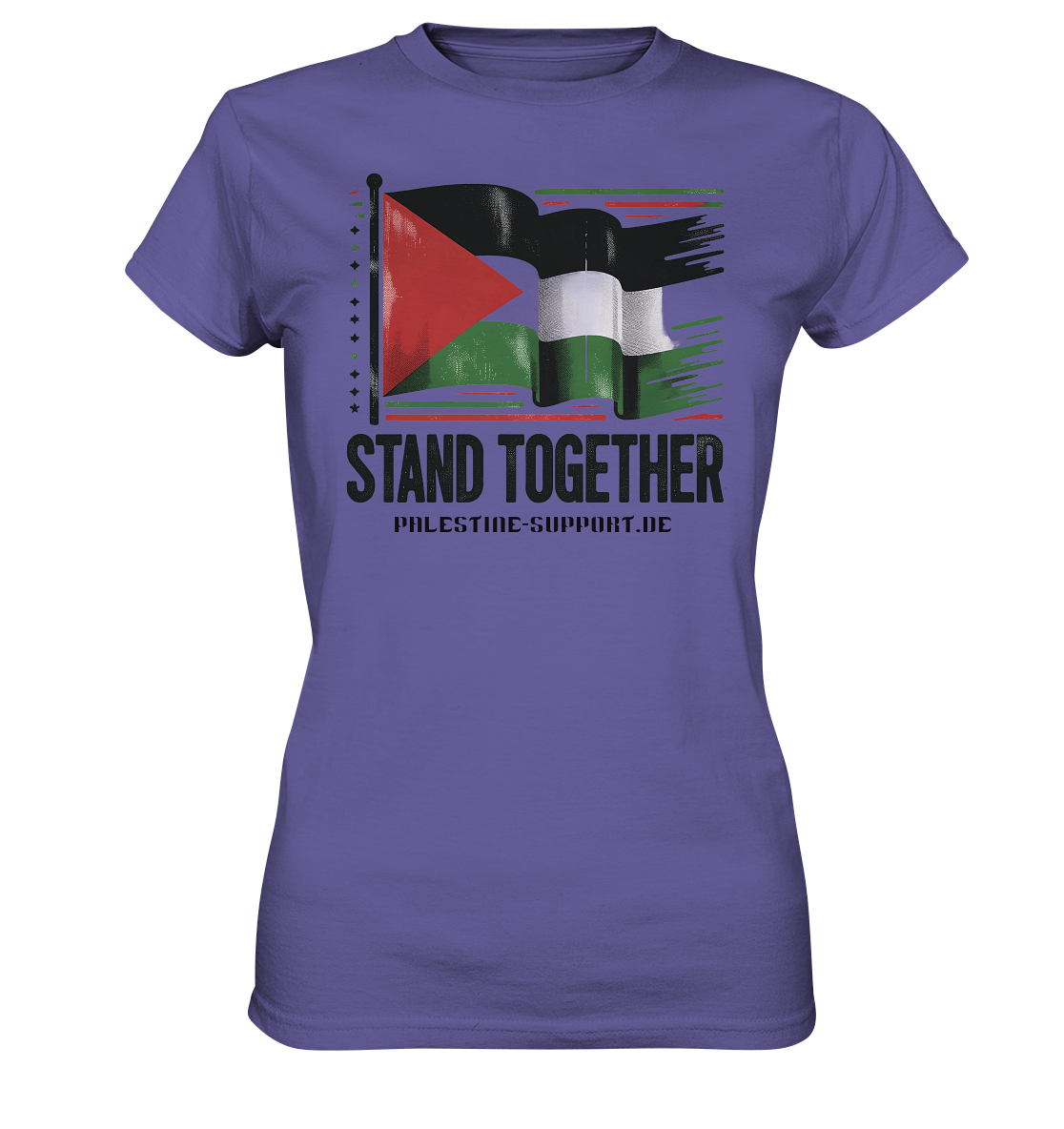 Damen shirt mit Stand Together Palestine-support Schriftzug in Urban Purple