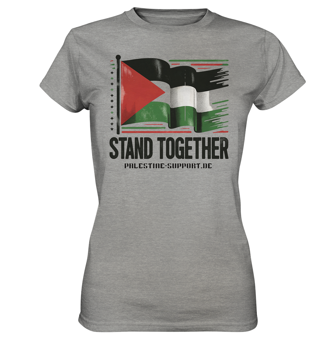 Damen sport shirt mit Stand Together Palestine-support Schriftzug in Sports Grey (meliert)