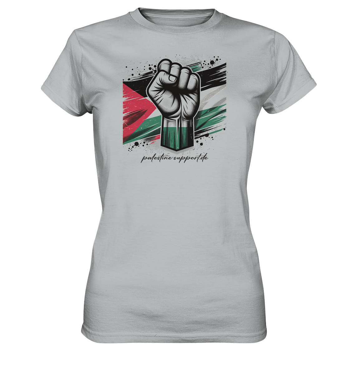 Damen Tshirt mit Free Gaza Widerstand und Palästina Flaggen Symbolik in