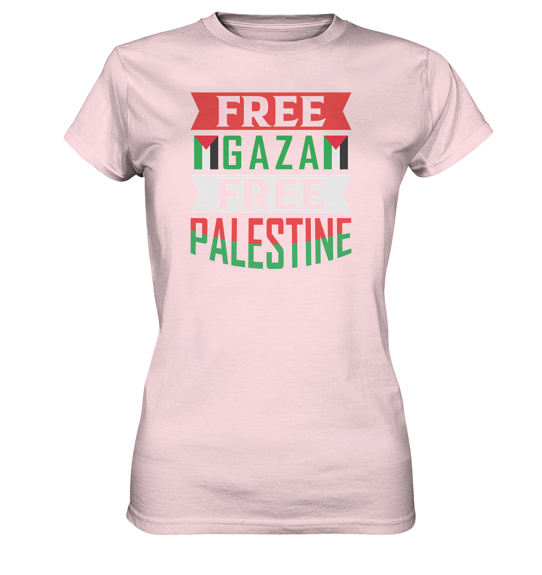 Damen sport shirt in Free Gaza und Free Palestine Schriftzug in orchid pink