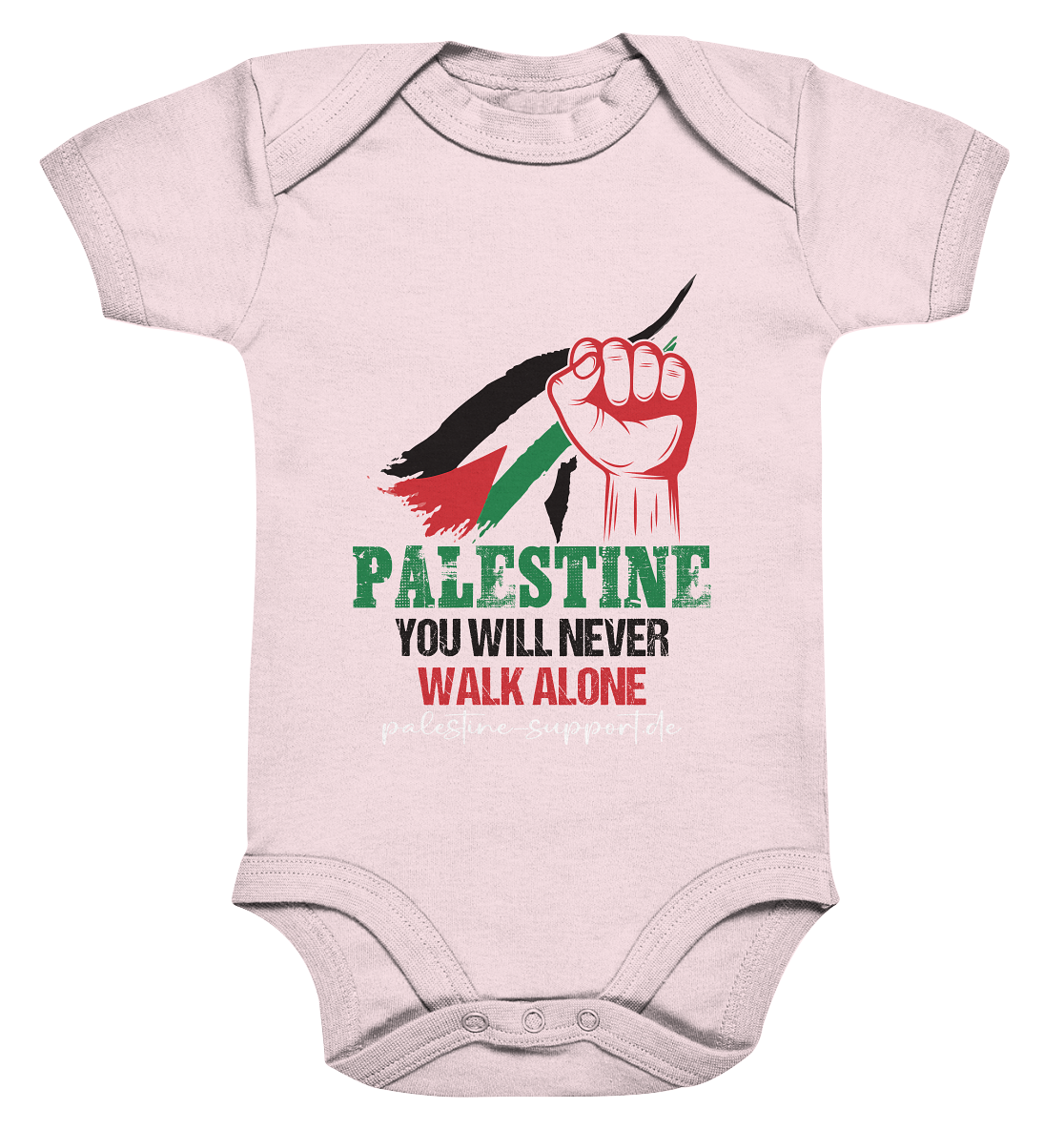 Body für Kleinkinder mit palästinensischer Flagge und Symbol der Solidarität – Palestine Design in Powder Pink
