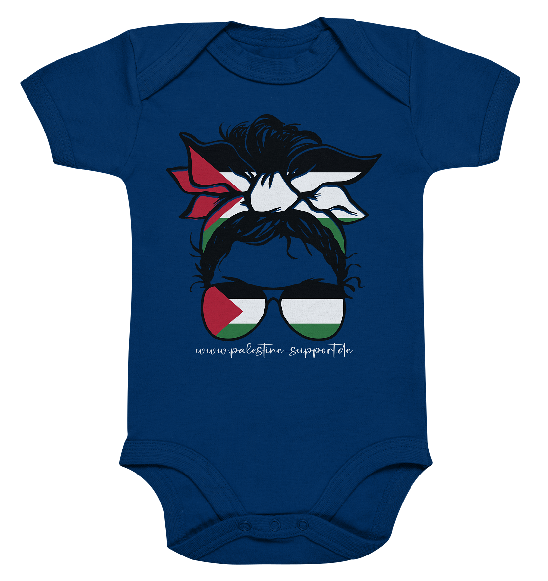 Strampler mit Motiv einer Frau in Palästina-Bandana für Babys in Nautical Navy