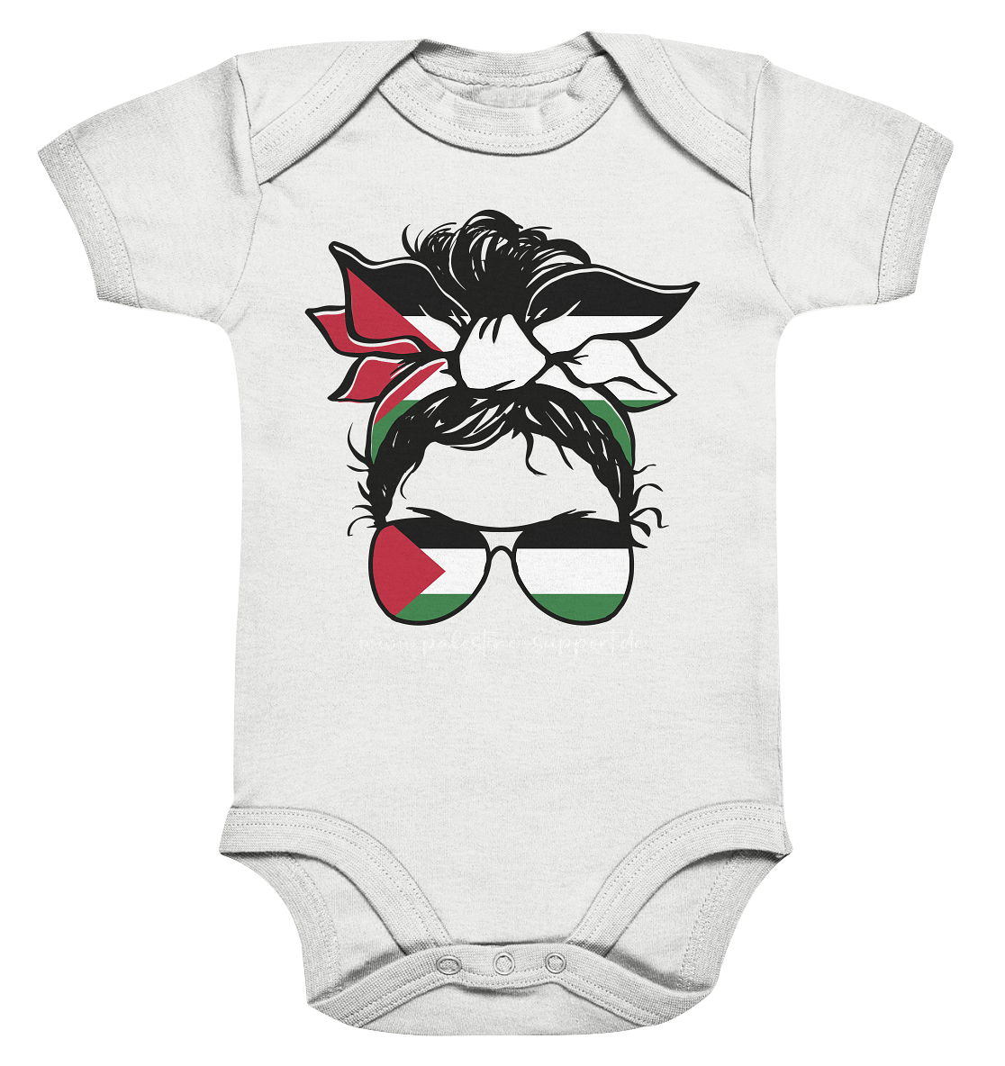 Strampler mit Motiv einer Frau in Palästina-Bandana für Babys in White