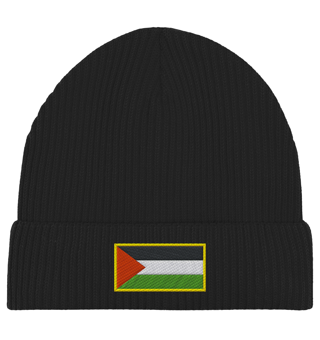 Fisherman Beanie mit gestickter Palästina-Flagge schwarz Unisex