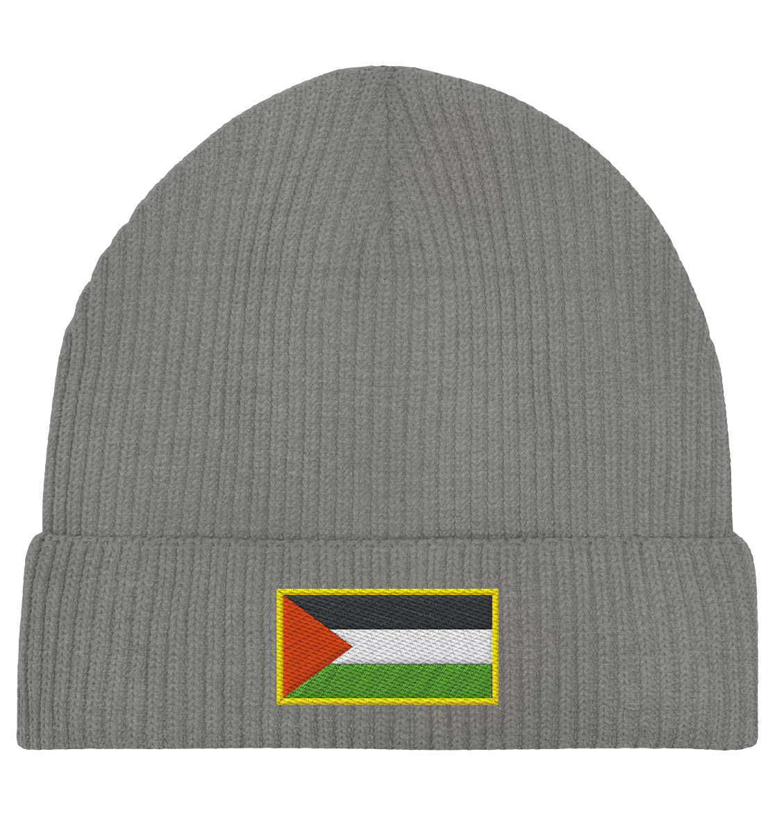 Beanie Fisherman mit gestickte free Palestine Flag in Grau
