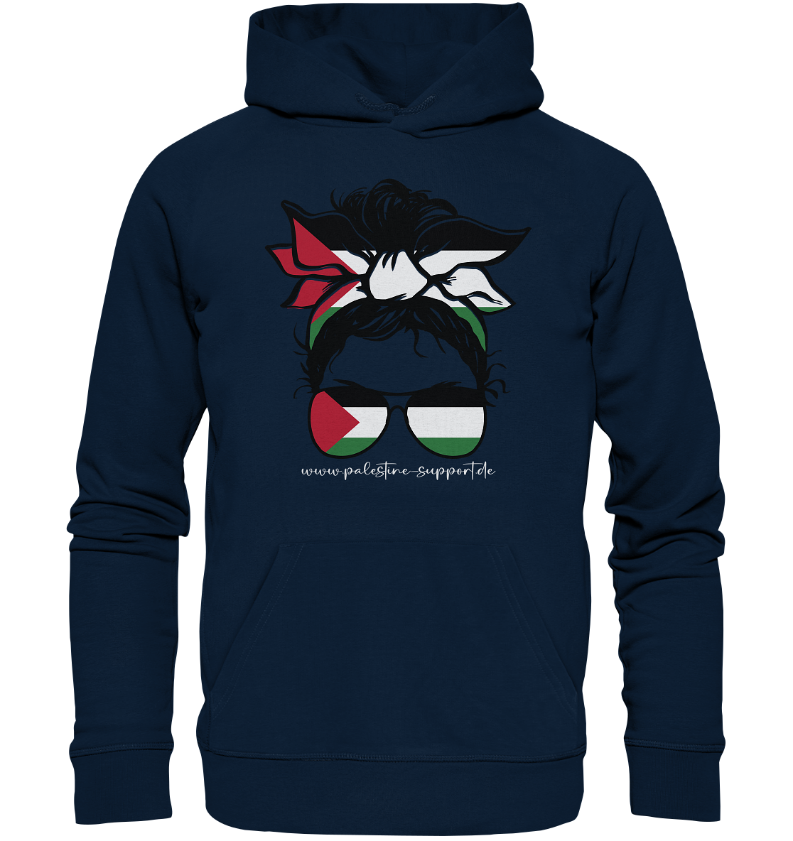Unisex Streetwear Hoodie mit Frauen Power Gaza Abbildung in French Navy