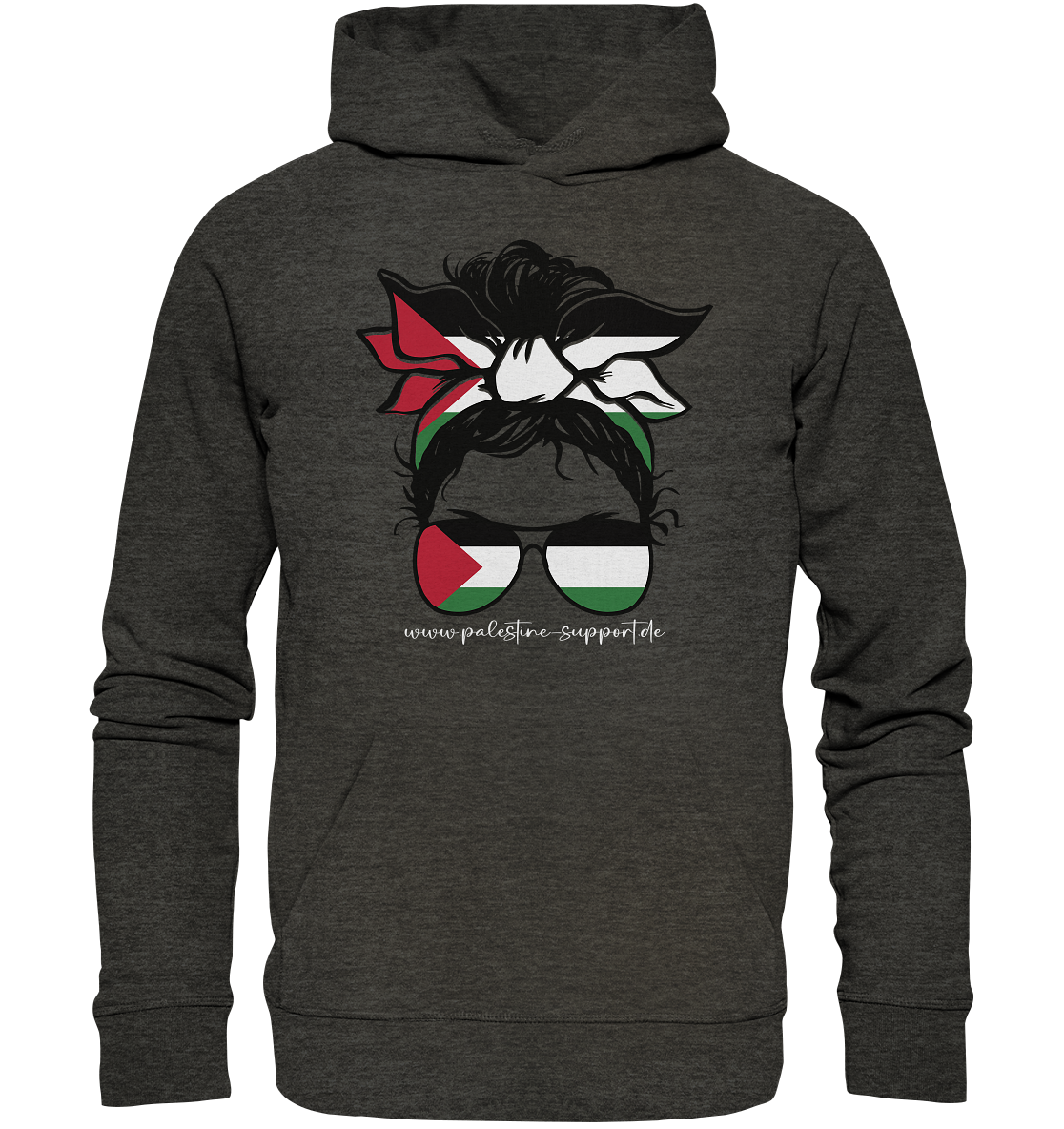 Unisex Sportstyle Hoodie mit Frauen Power Gaza Symbol in Dark Heather Grey