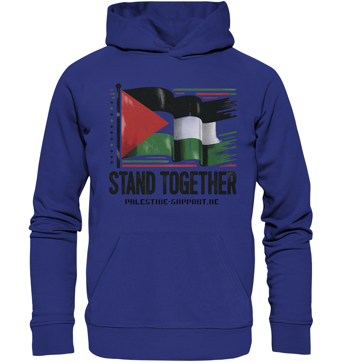 Herren sport Hoodie mit Stand Together Schriftzug und Palestine Fahne in Worker Blue