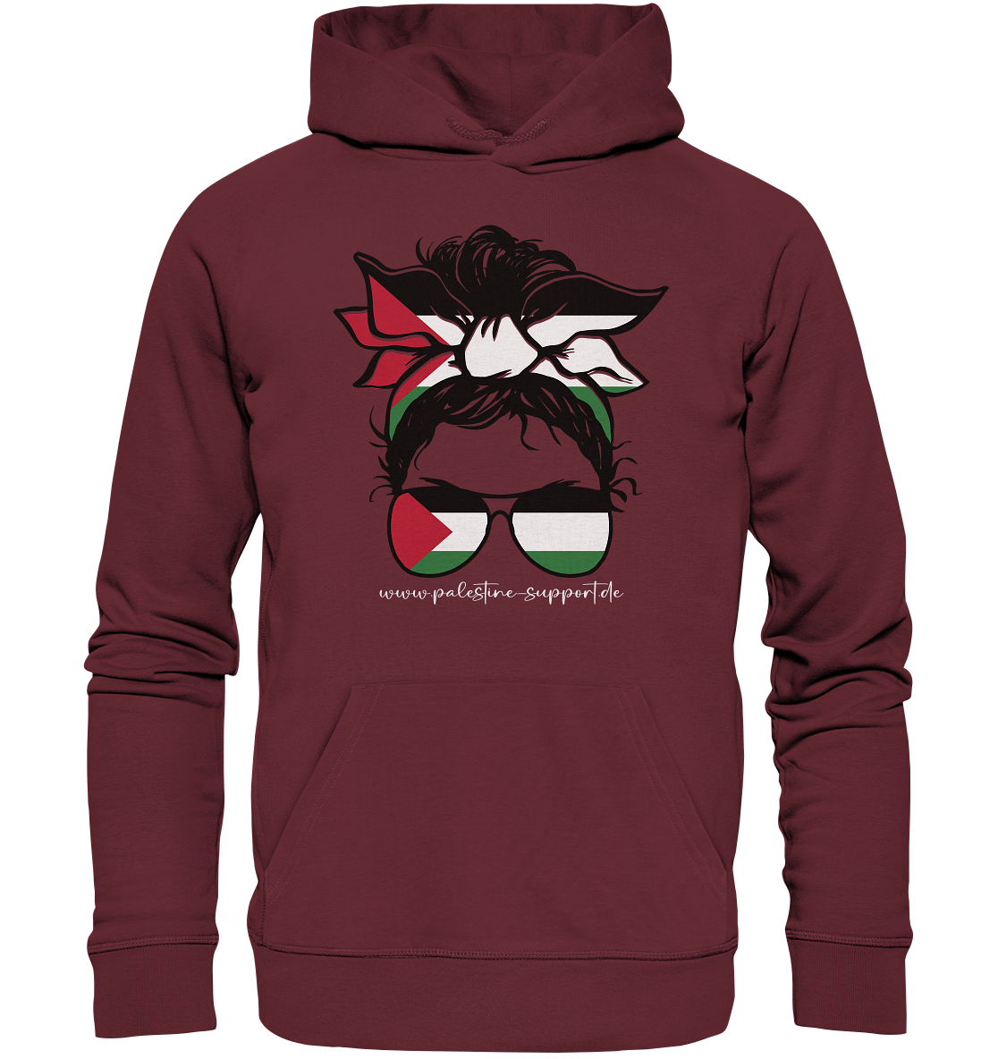 Unisex Urban Wear Hoodie mit Frauen Power Gaza Abbildung in Burgundy