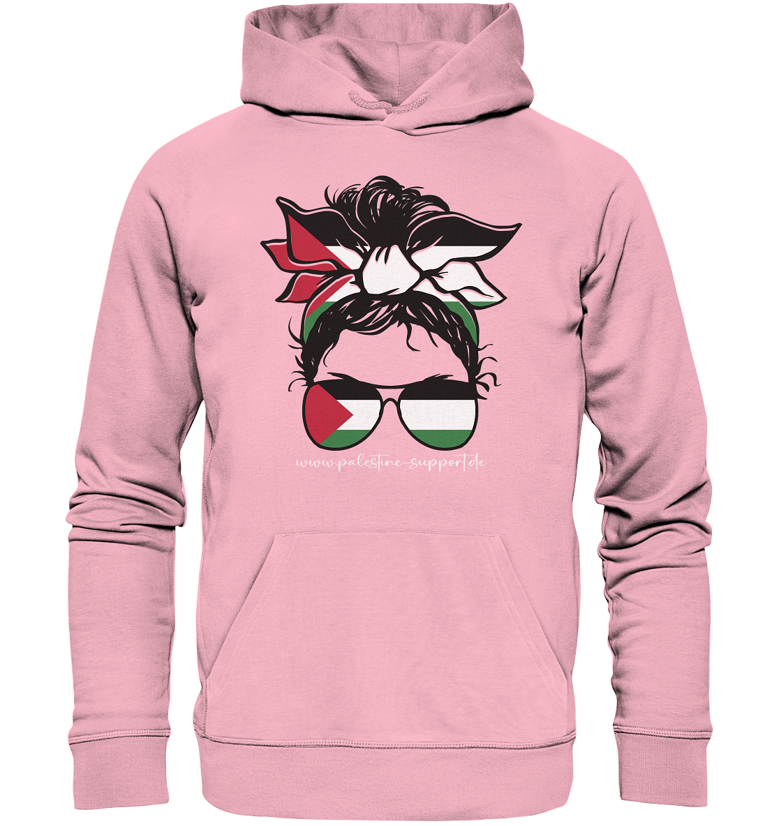 Damen Streetwear Hoodie mit Frauen Power Abbildung in Cotton Pink