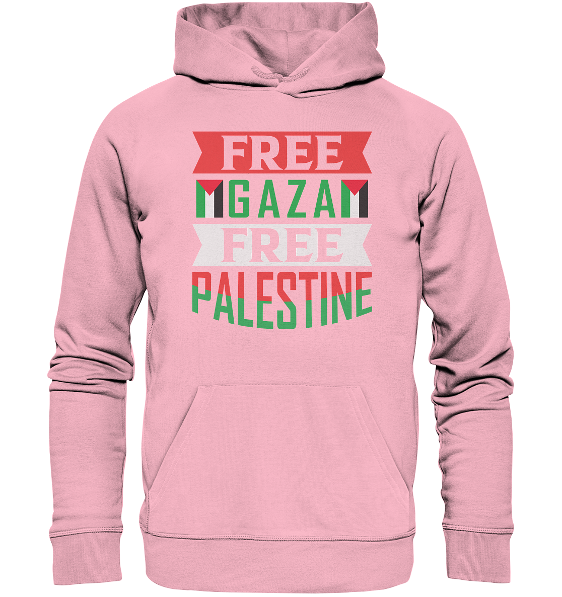 Unisex Hoodie mit Palestine und Gaza Beschriftung in cotton pink