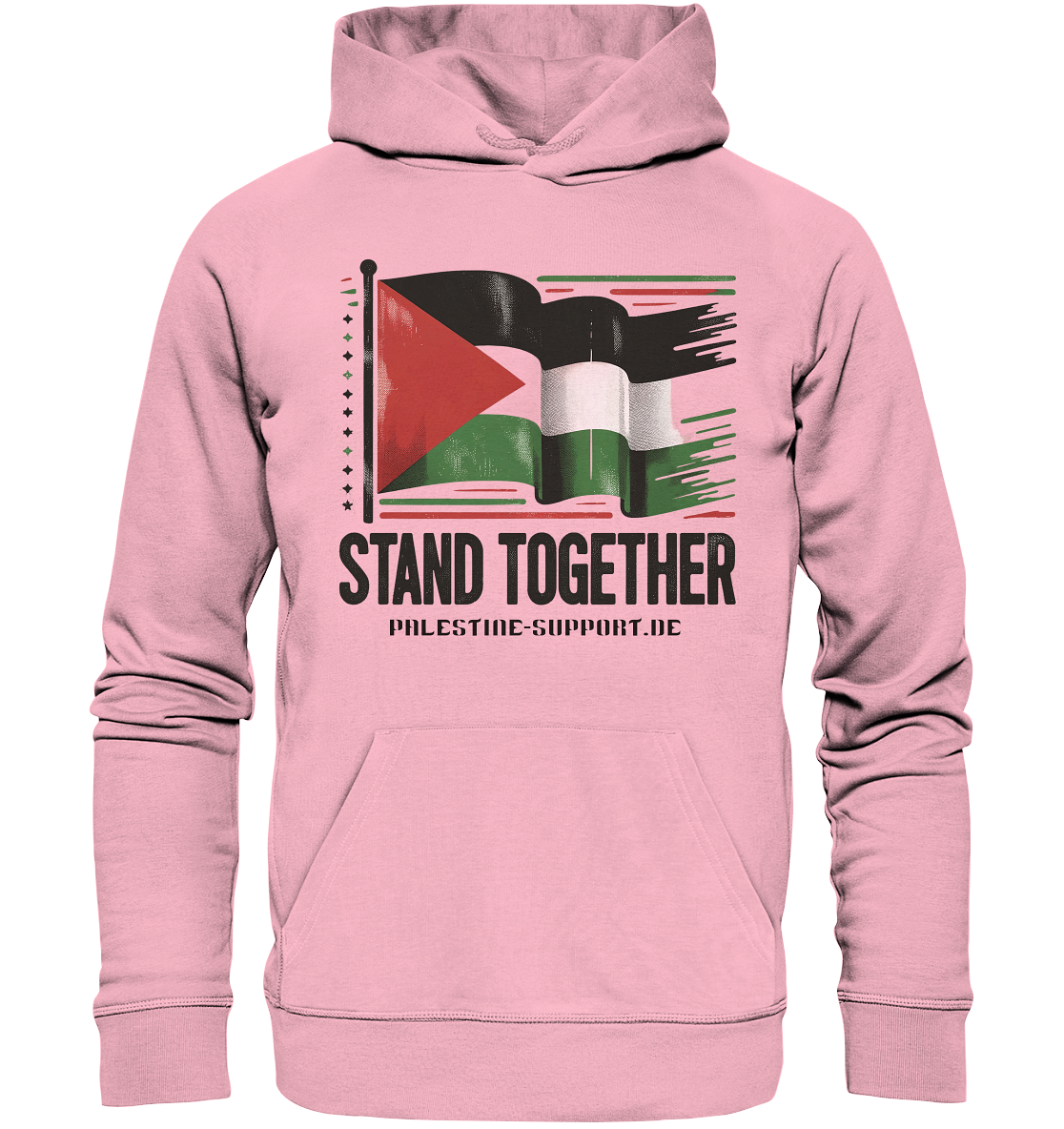 Herren sport Hoodie mit Stand Together Schriftzug und Palestine Fahne in Cotton Pink