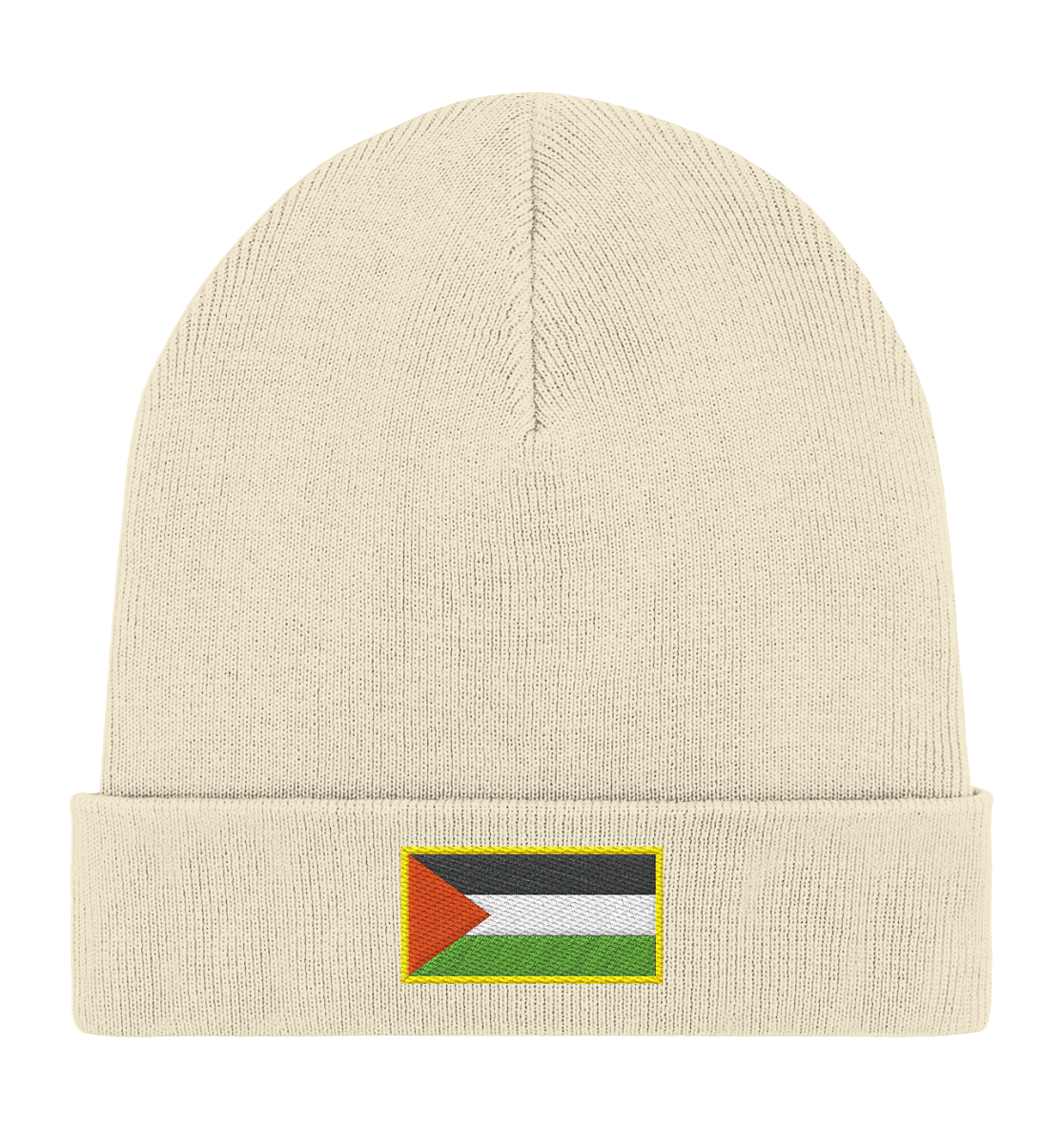 Beanie Wintermütze gestickt mit Palästina Flagge in Beige