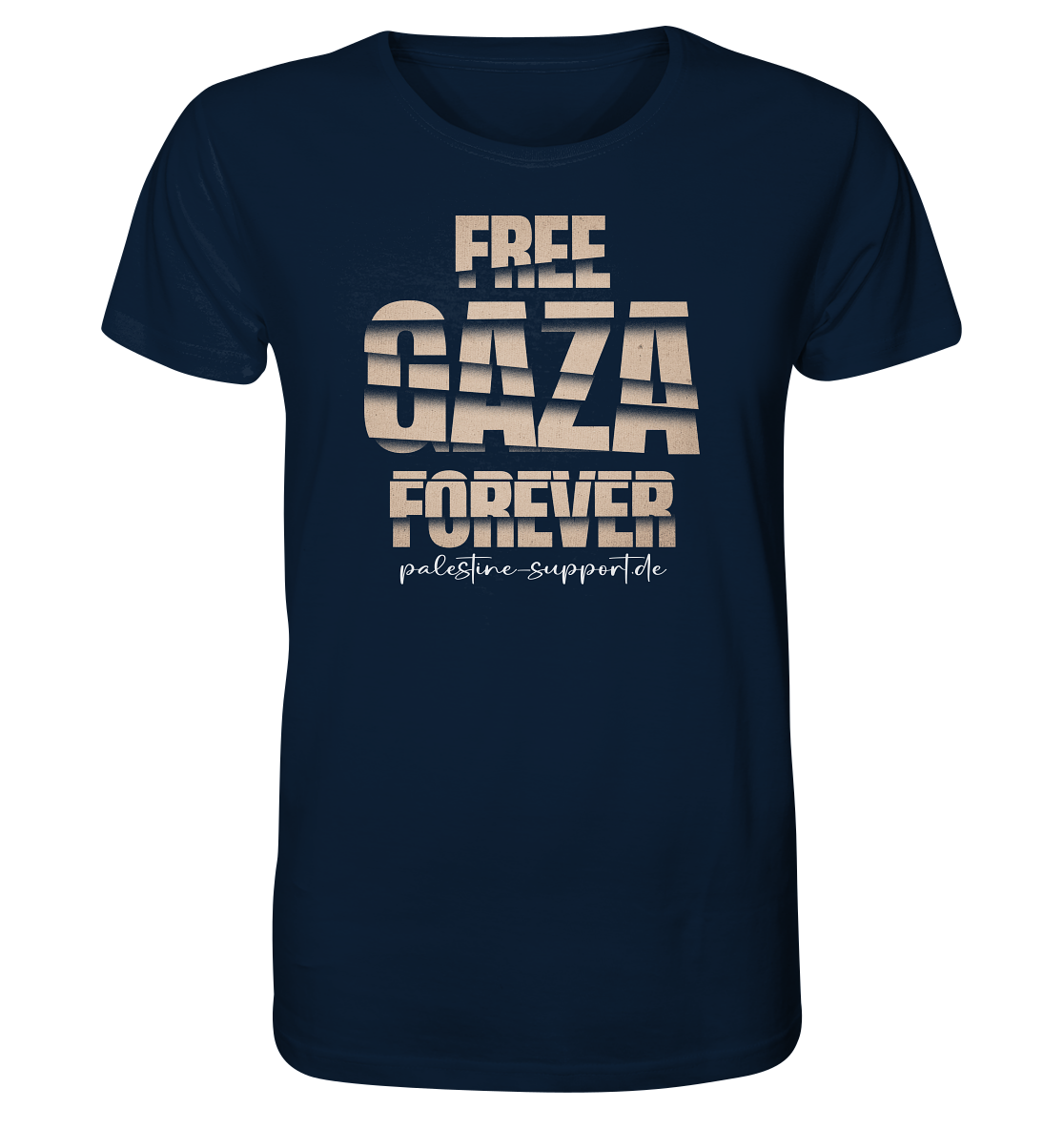 Free Gaza - Herren Shirt -mit palestine-support und Free Gaza forever Gold Schriftzug in French Navy