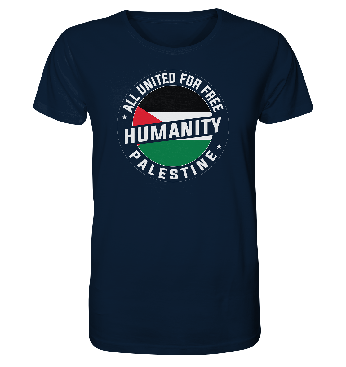 Stilvoller Herren Shirt in French Navy mit Palästina-Symbol – setze ein Zeichen für Solidarität.“