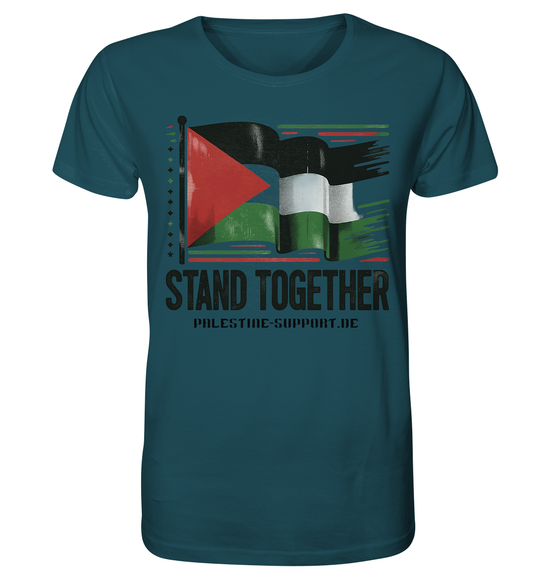 Herren Tshirt mit Stand Together Schriftzug und 3D Palästina Fahne in Stargazer