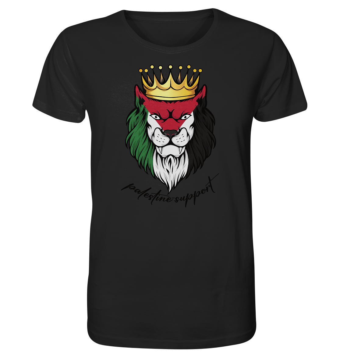 Herren Tshirt mit Palästina Löwen Motiv in Schwarz