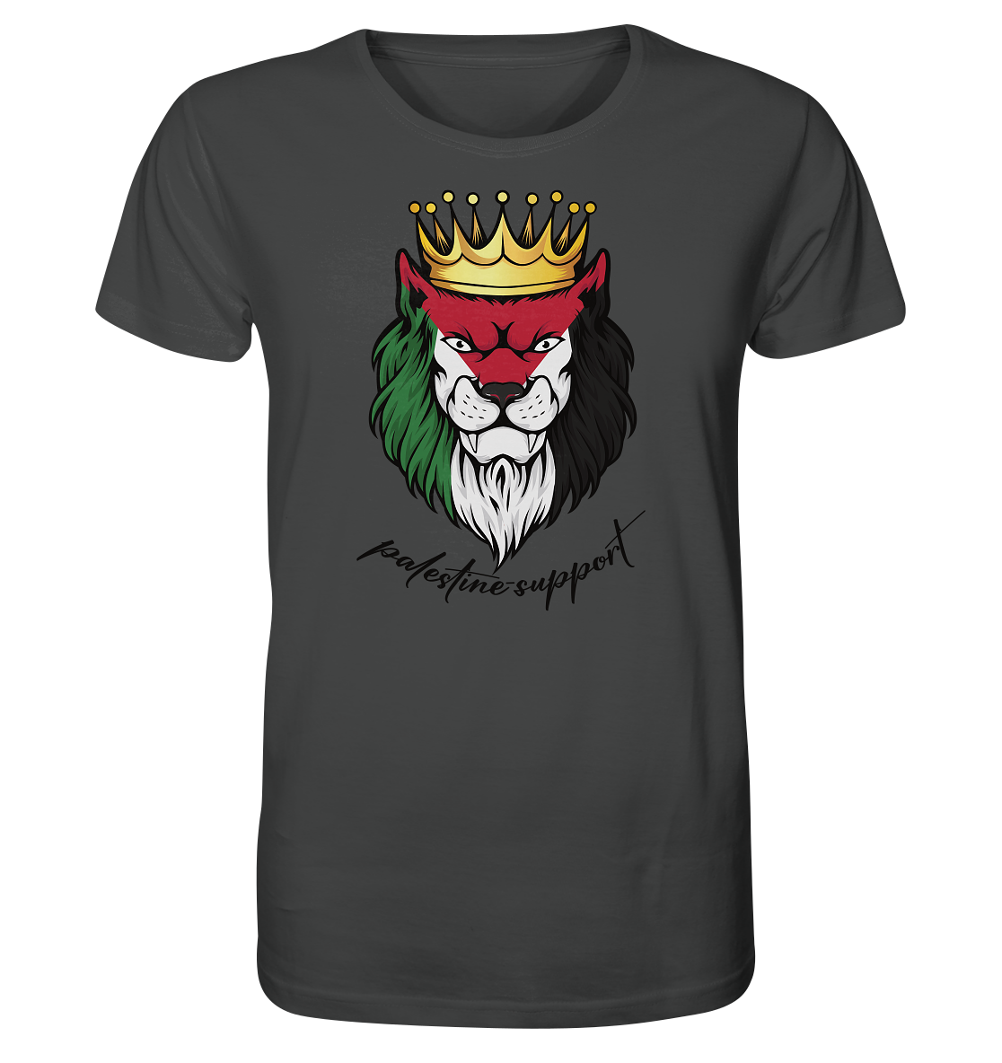 Herren Streetwear shirt mit Palästina Löwen Motiv in Anthracite